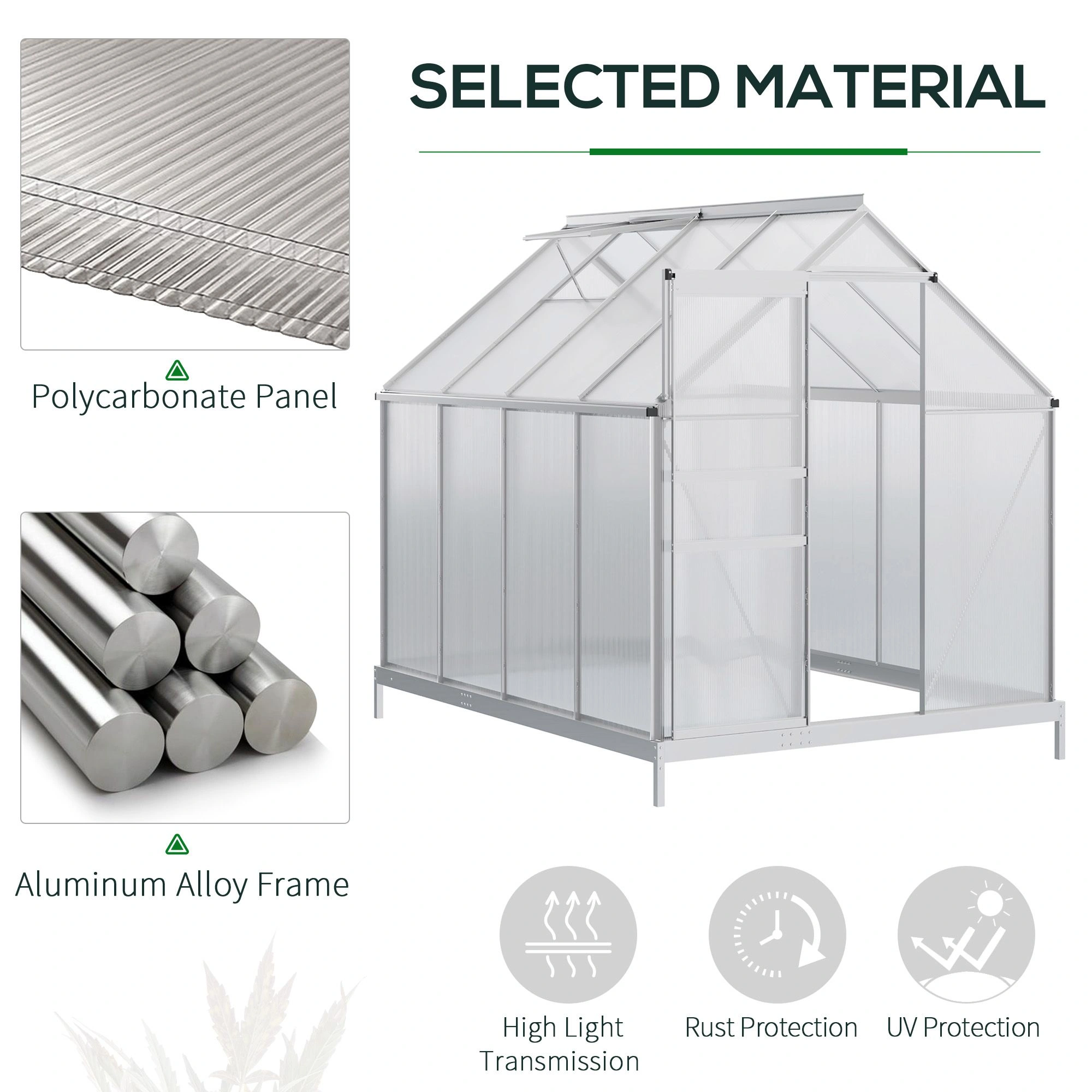 Premium Walk-in Tunnel Greenhouse - Heavy Duty Polycarbonate Plant Growing House with Roll-up Sides, 6x10ft view 3