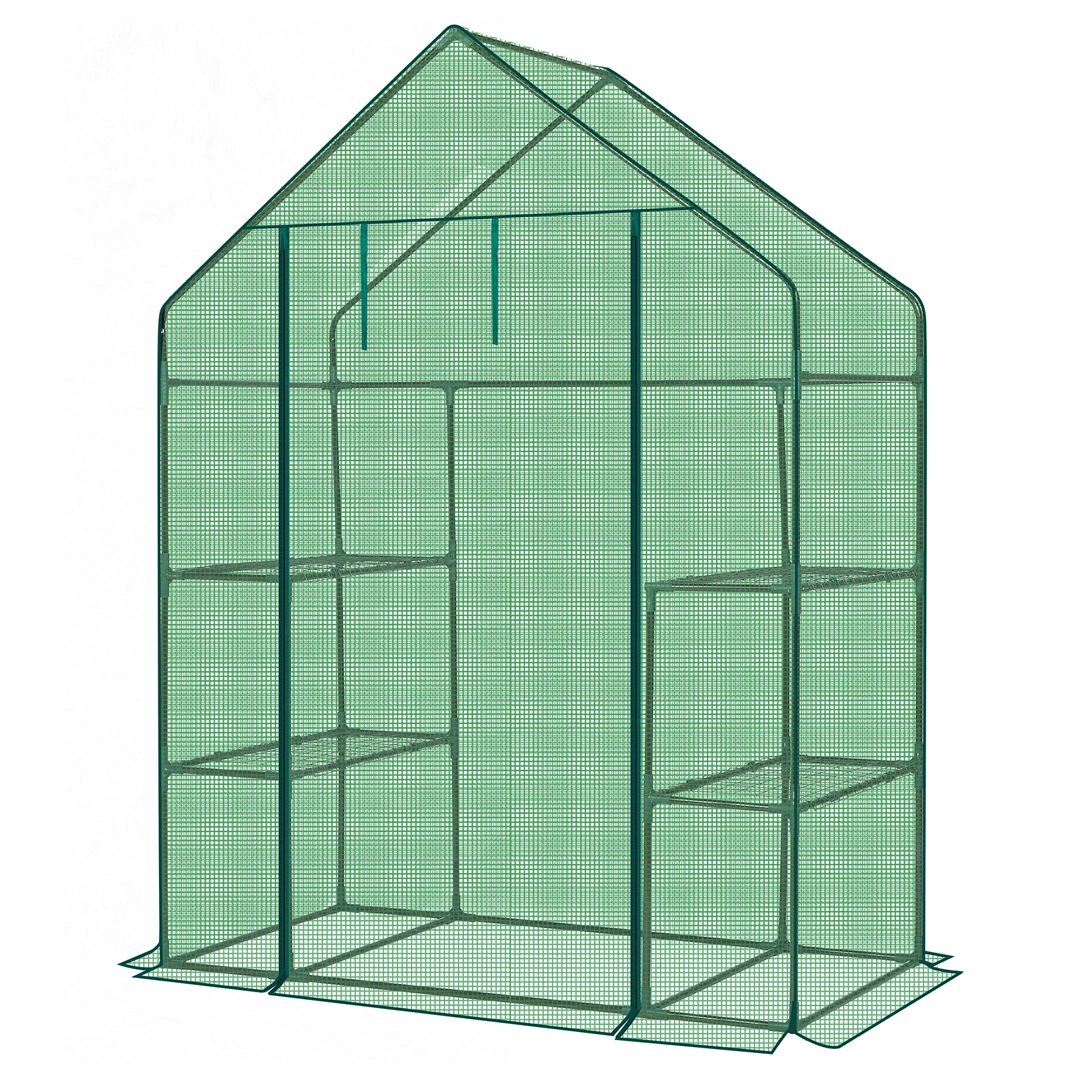 Mini Walk-in Greenhouse with PE Cover, 4-Shelf Indoor Outdoor Plant Gardening Green House for Garden Backyard, 56" x 29" x 77", Green view 19