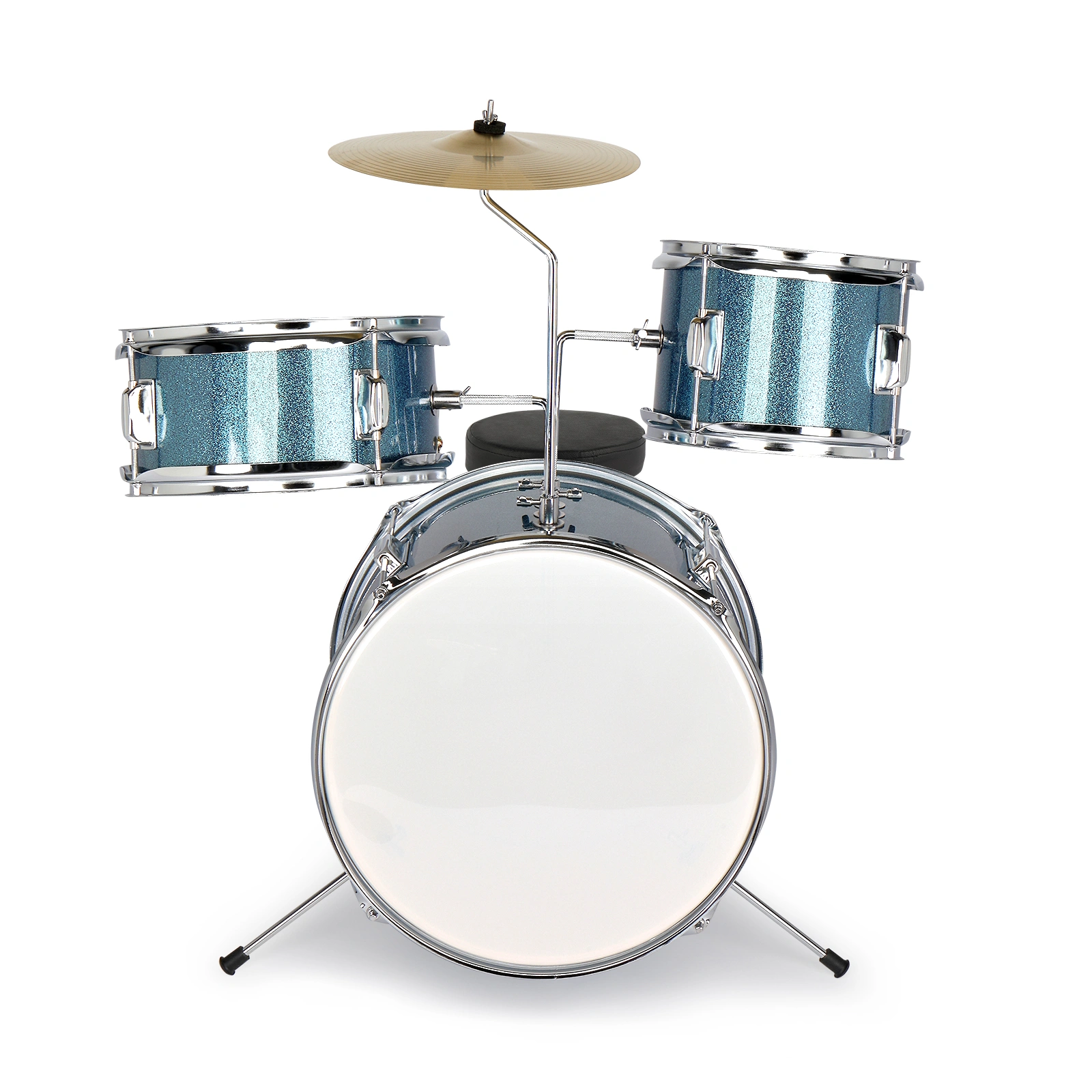 14"x10" 3-Pieces Junior Kids Drum Set Kit Pedal Drum Stick Wrench Drum Stool Sky Blue