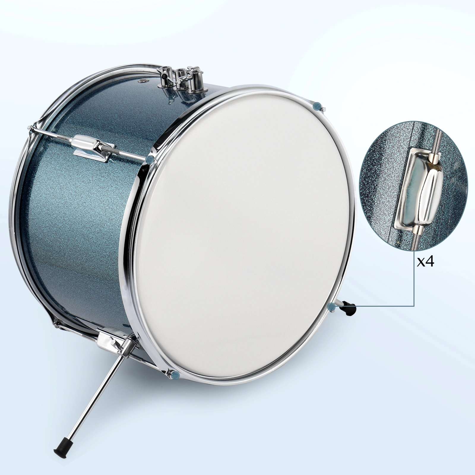 14"x10" 3-Pieces Junior Kids Drum Set Kit Pedal Drum Stick Wrench Drum Stool Sky Blue view 8