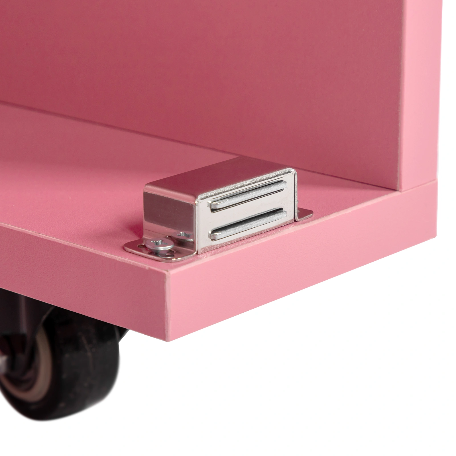Nail Desk Folding Table, Pink MDF Manicure Station w/ 2 Drawers & 1 Door Cabinet for Nail Art Salon Home Beauty view 10