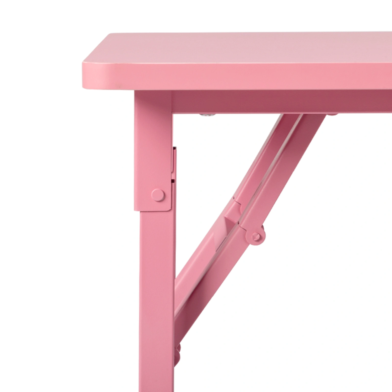 Nail Desk Folding Table, Pink MDF Manicure Station w/ 2 Drawers & 1 Door Cabinet for Nail Art Salon Home Beauty view 4