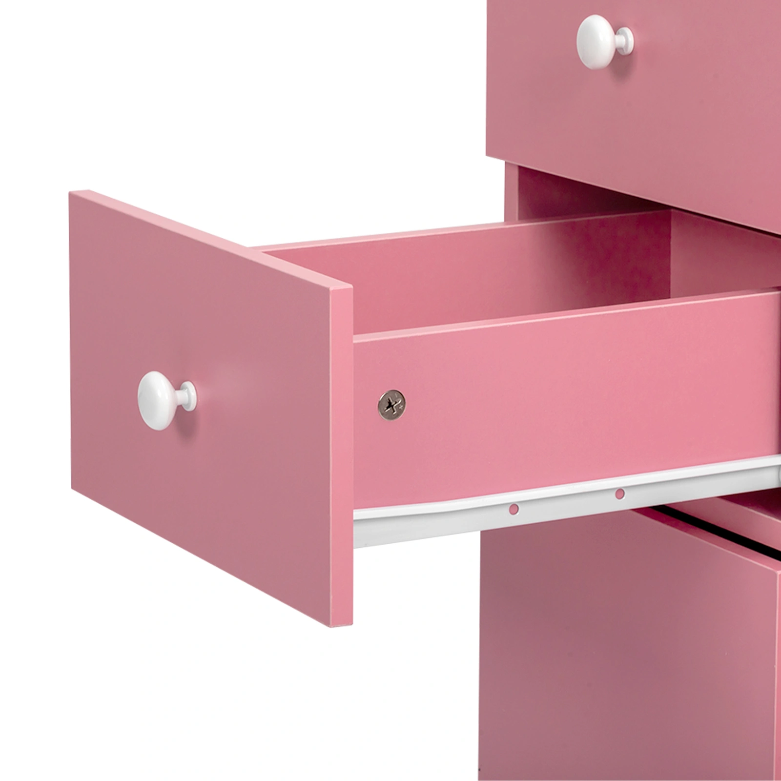 Nail Desk Folding Table, Pink MDF Manicure Station w/ 2 Drawers & 1 Door Cabinet for Nail Art Salon Home Beauty view 8