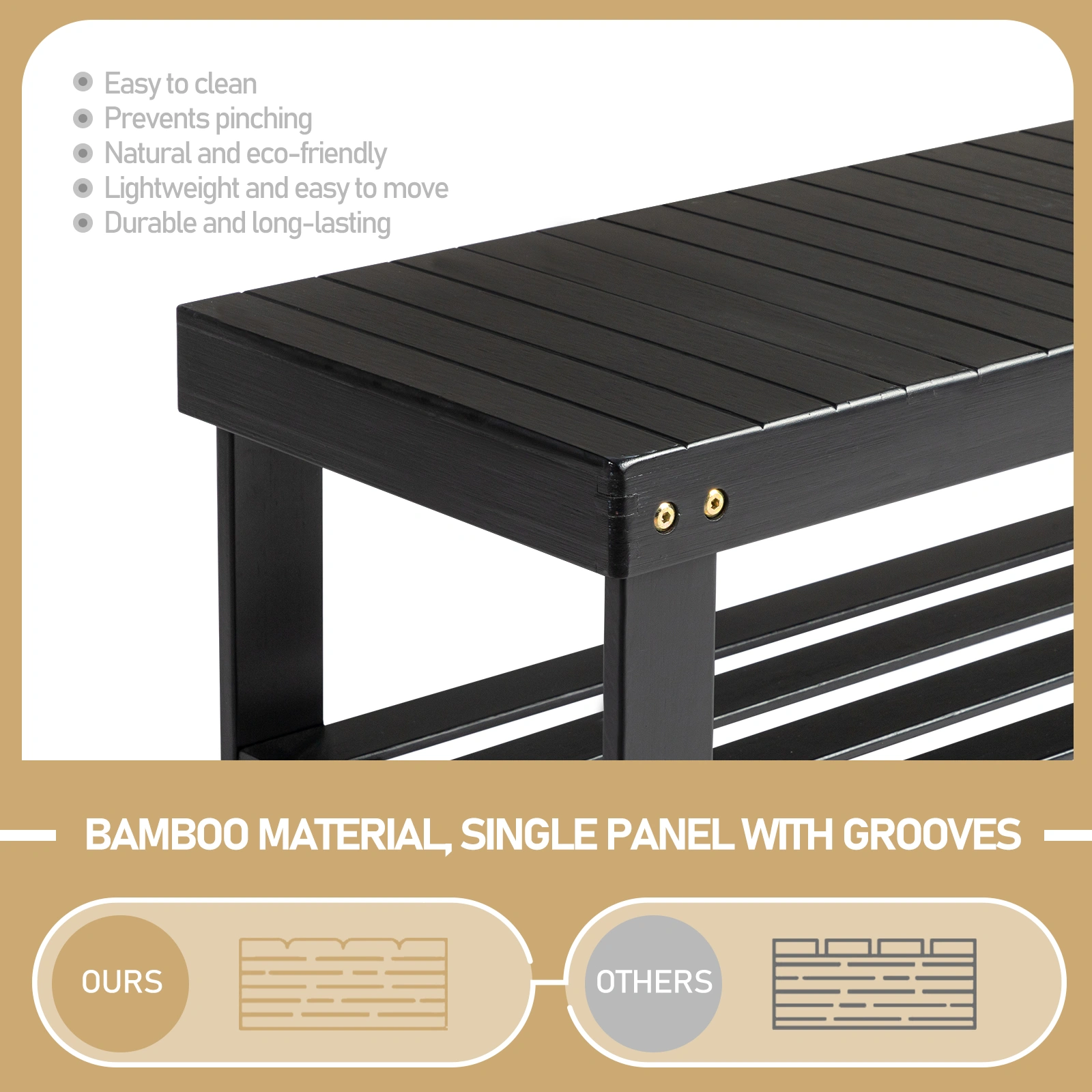 3-Tier Seamless Top Bamboo Shoe Rack view 10