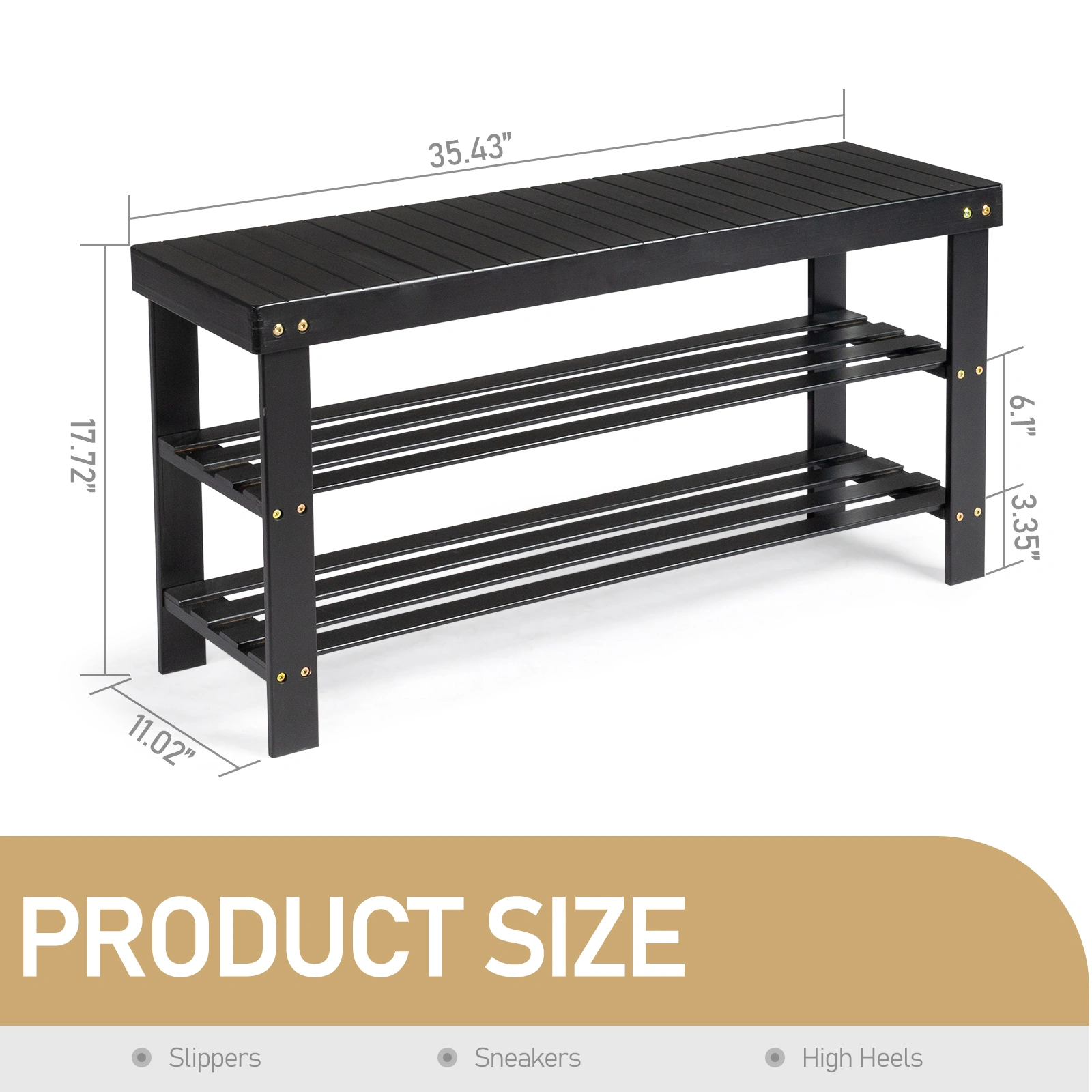 3-Tier Seamless Top Bamboo Shoe Rack view 7