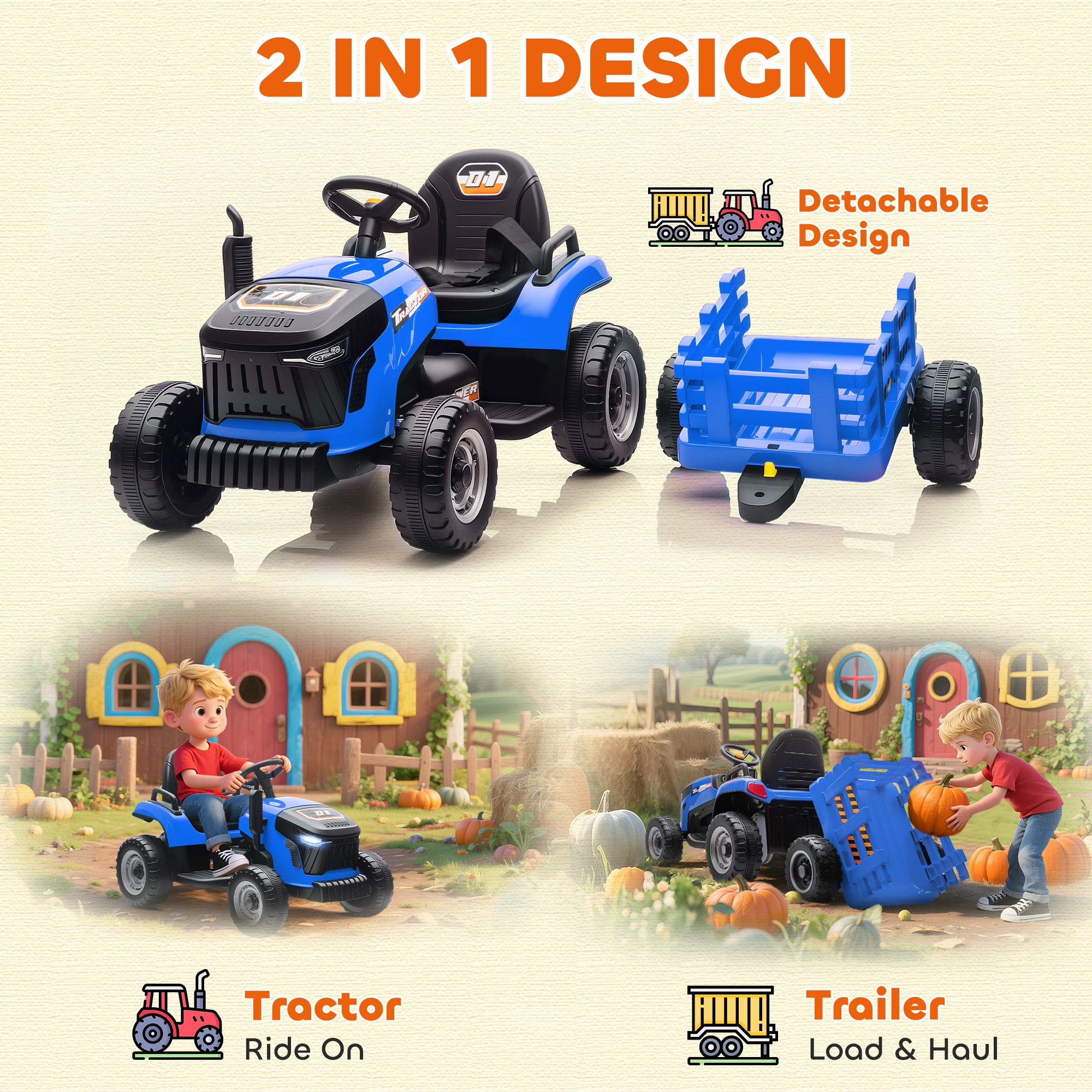 Electric Truck Car for Kids, Ride-On Vehicle, Remote Control, Rechargeable Battery, LED Lights, Music view 4