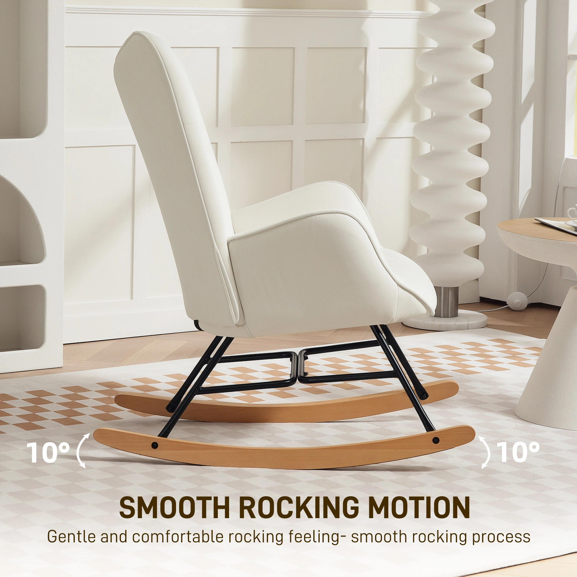 Classic Wooden Rocking Chair, Glider Rocker Chair for Living Room, Bedroom, Nursery, Home Decor, Easy Assembly, Sturdy & Comfortable view 3
