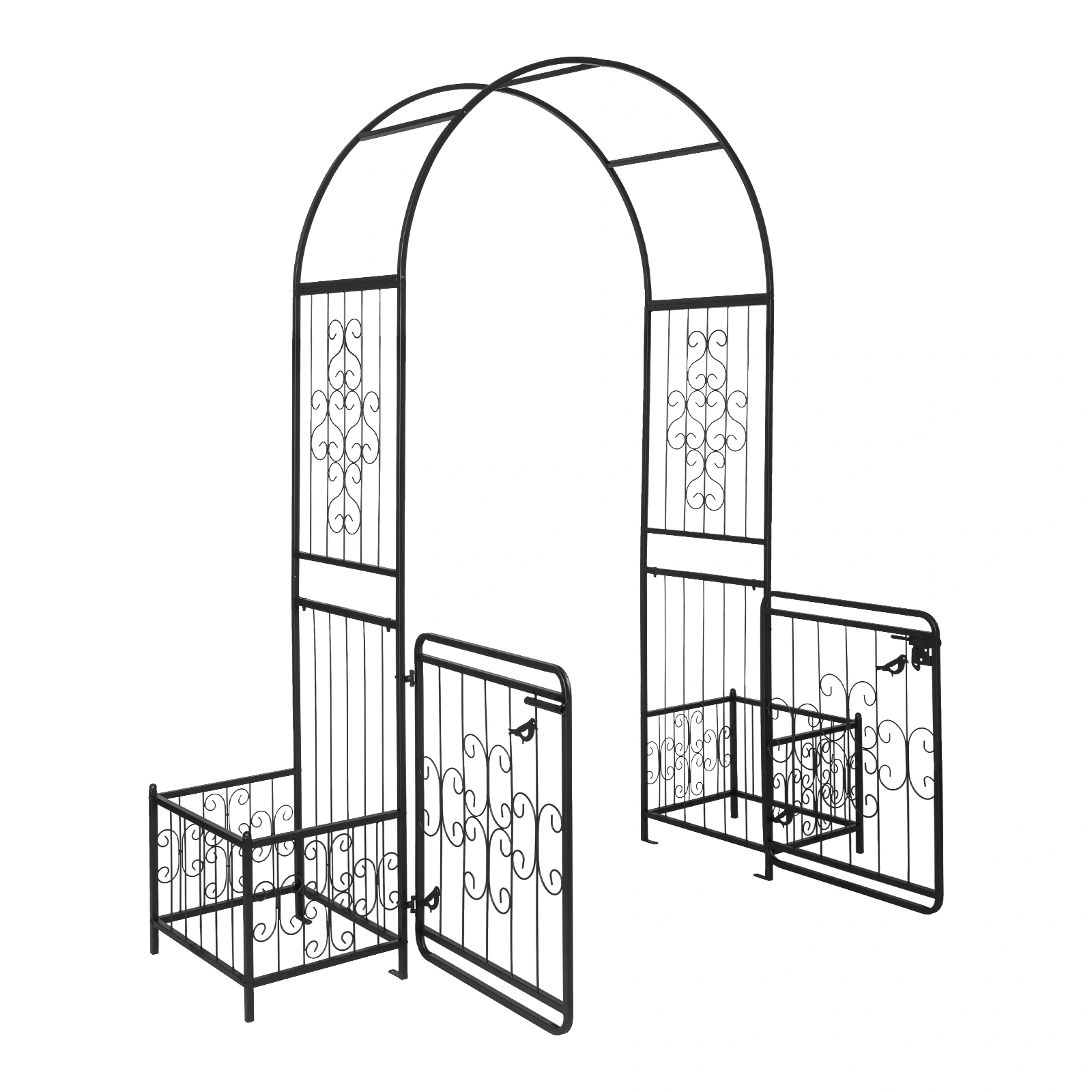 198.5*50*219cm Courtyard Arc Top With Door With Planting Frame Iron Art Iron Arch Black view 10