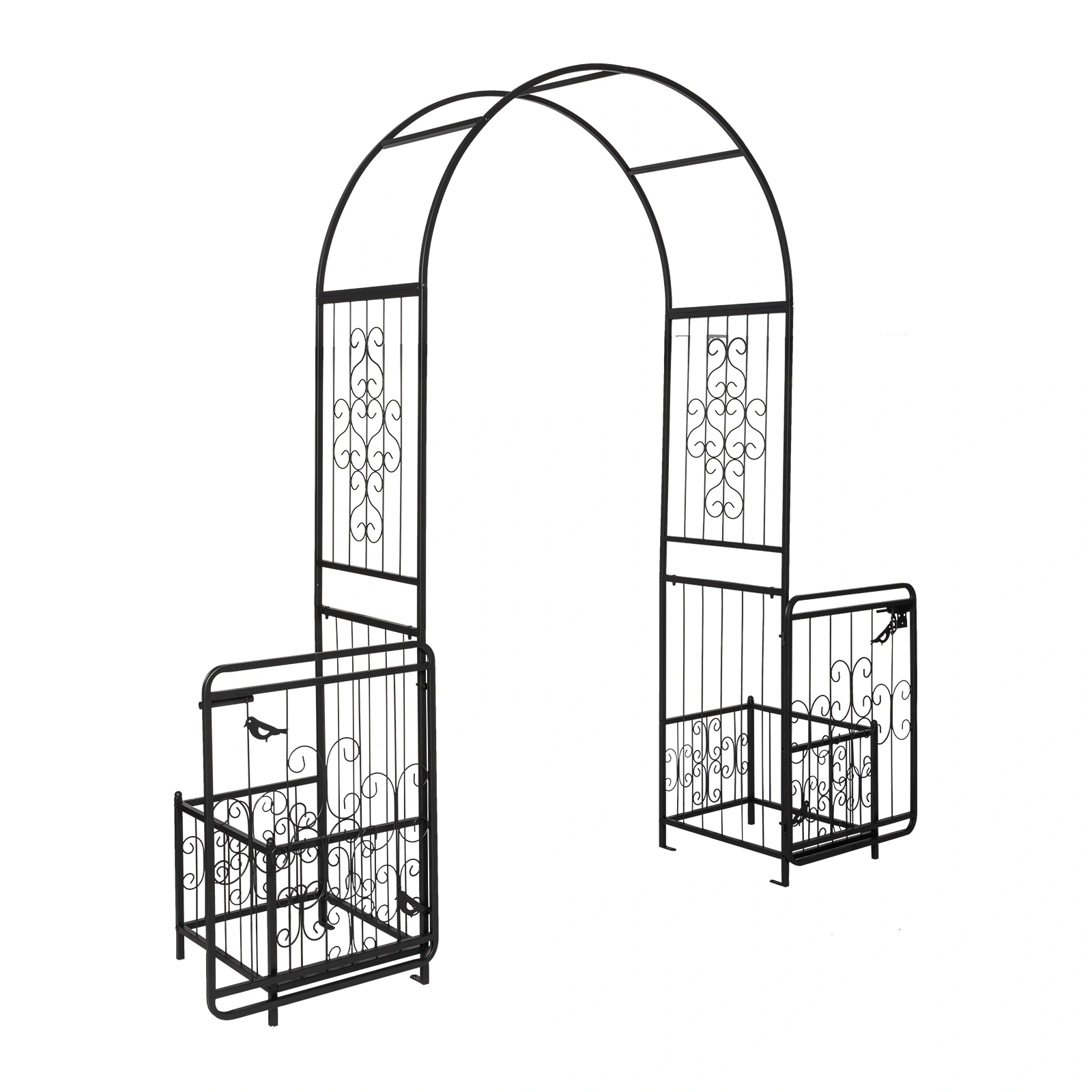198.5*50*219cm Courtyard Arc Top With Door With Planting Frame Iron Art Iron Arch Black view 11