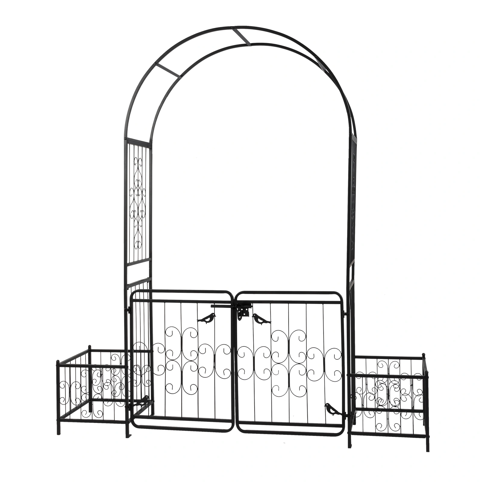 198.5*50*219cm Courtyard Arc Top With Door With Planting Frame Iron Art Iron Arch Black view 12