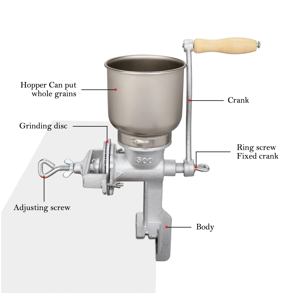500# Home Use Hand Cranking Operation Grain Grinder Silver view 12