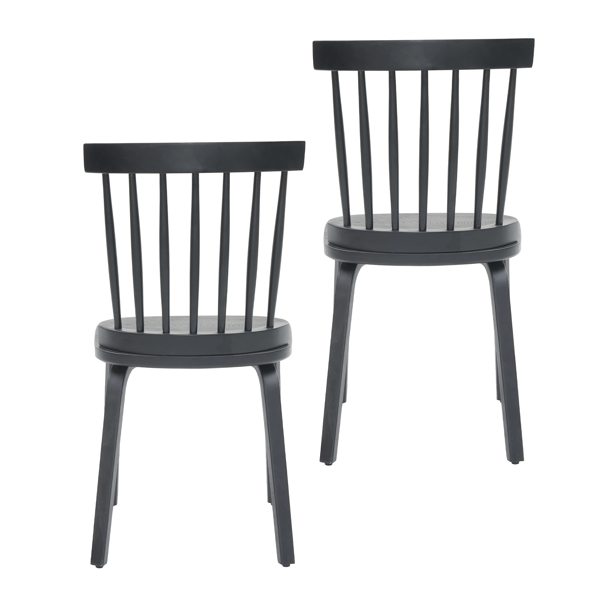 Windsor Dining Chairs Set of 2,Wood Farmhouse Spindle Back, Widen Seat, Mid-Century Modern French Country Style, for Living Room Restaurant, Black