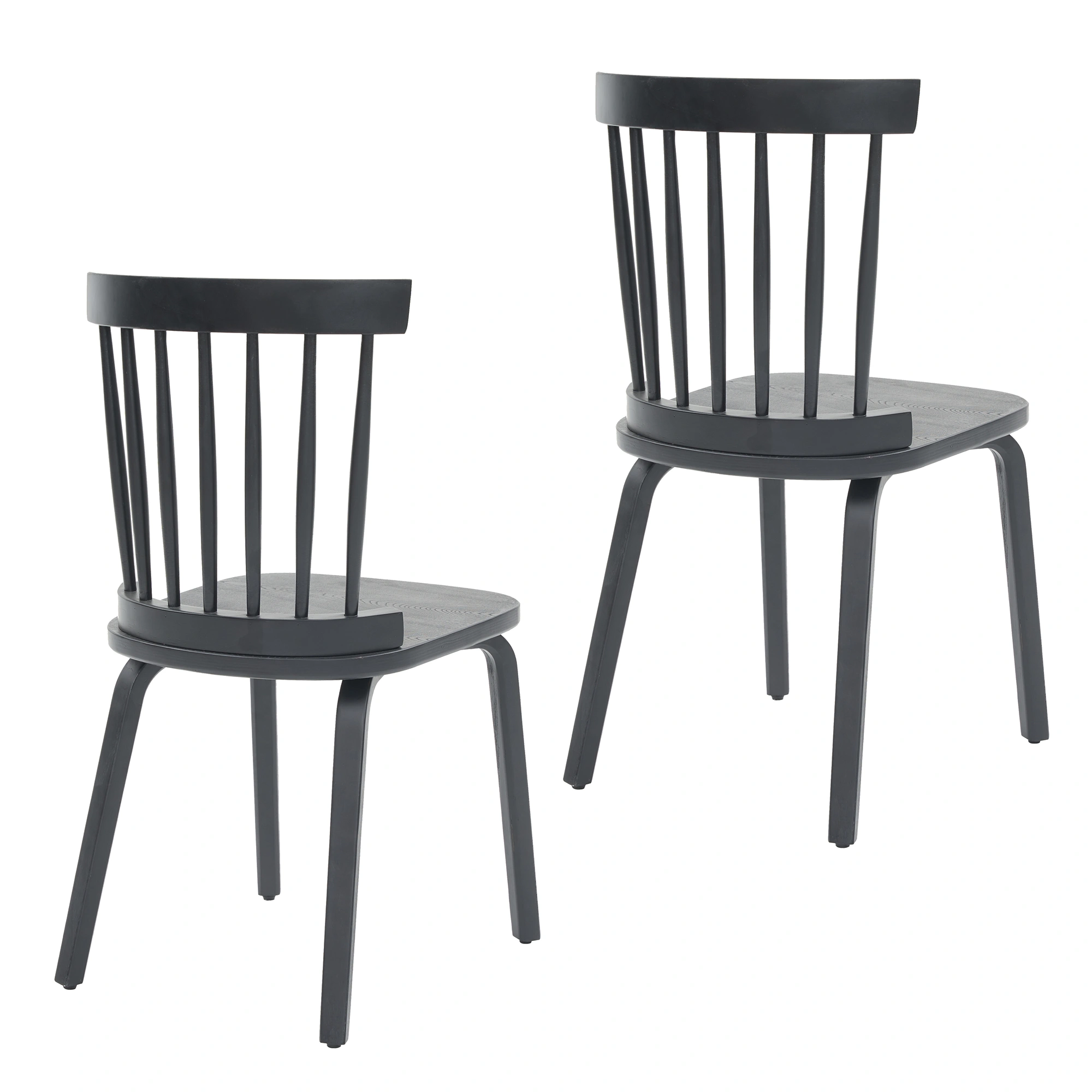 Windsor Dining Chairs Set of 2,Wood Farmhouse Spindle Back, Widen Seat, Mid-Century Modern French Country Style, for Living Room Restaurant, Black view 11