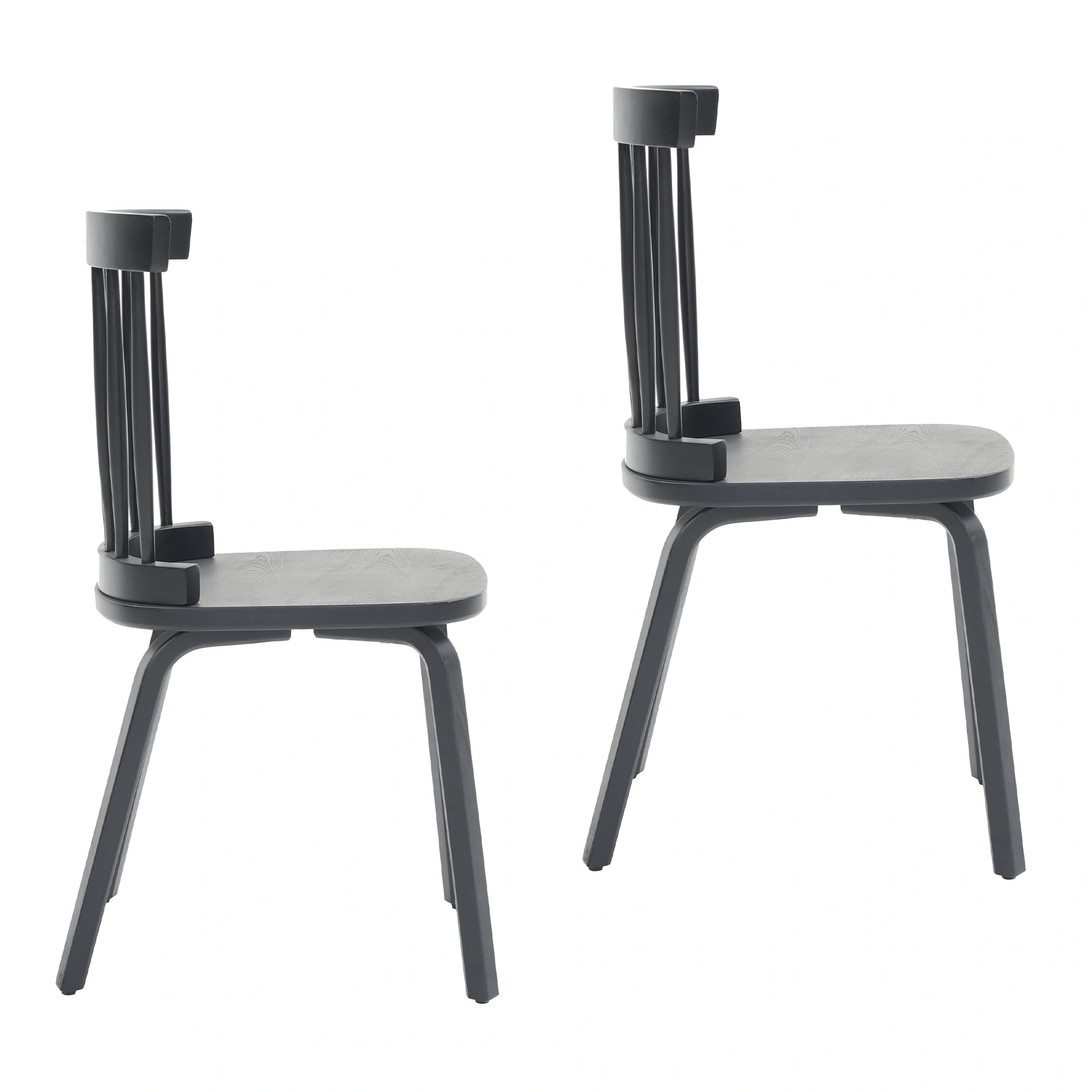 Windsor Dining Chairs Set of 2,Wood Farmhouse Spindle Back, Widen Seat, Mid-Century Modern French Country Style, for Living Room Restaurant, Black view 4
