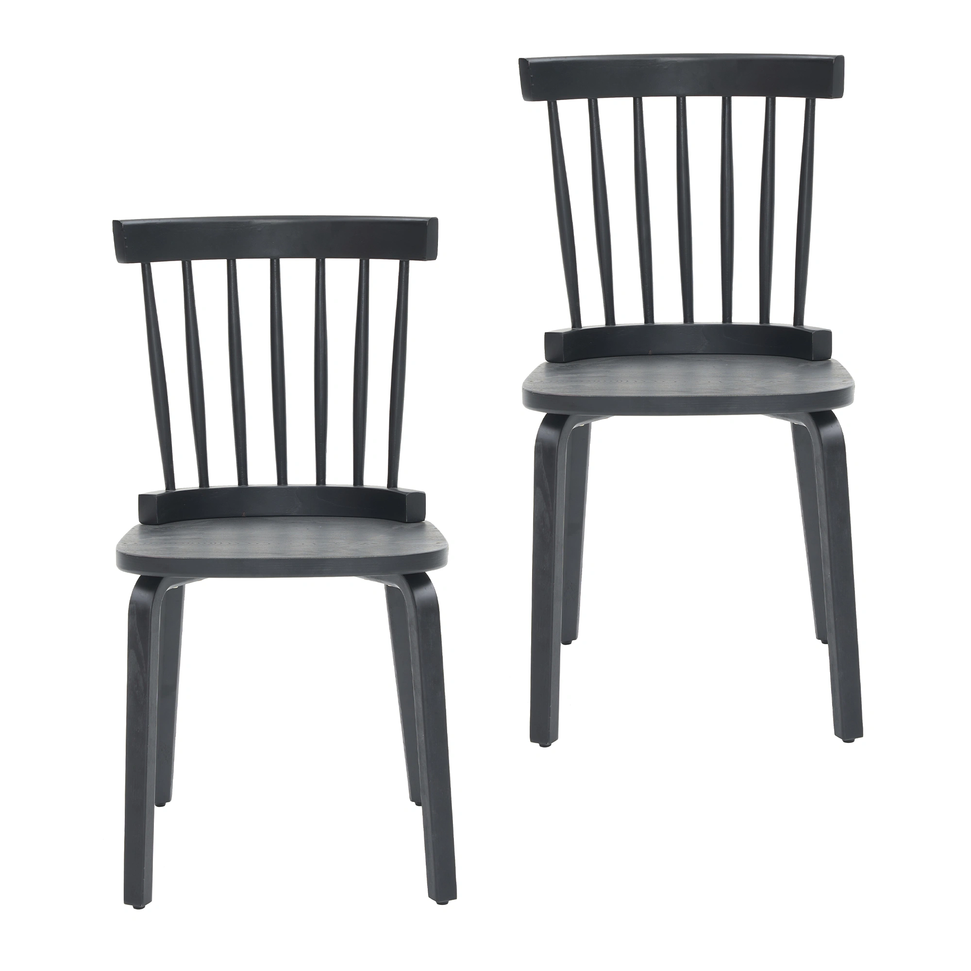 Windsor Dining Chairs Set of 2,Wood Farmhouse Spindle Back, Widen Seat, Mid-Century Modern French Country Style, for Living Room Restaurant, Black view 8