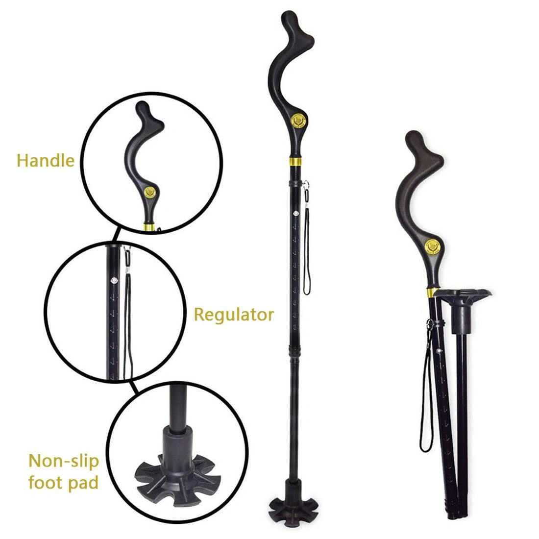 Adjustable Collapsible Walking Stick, 10-Level Height Customization, Lightweight Portable Cane for Travel Camping Hiking, Telescoping Walking Stick view 5