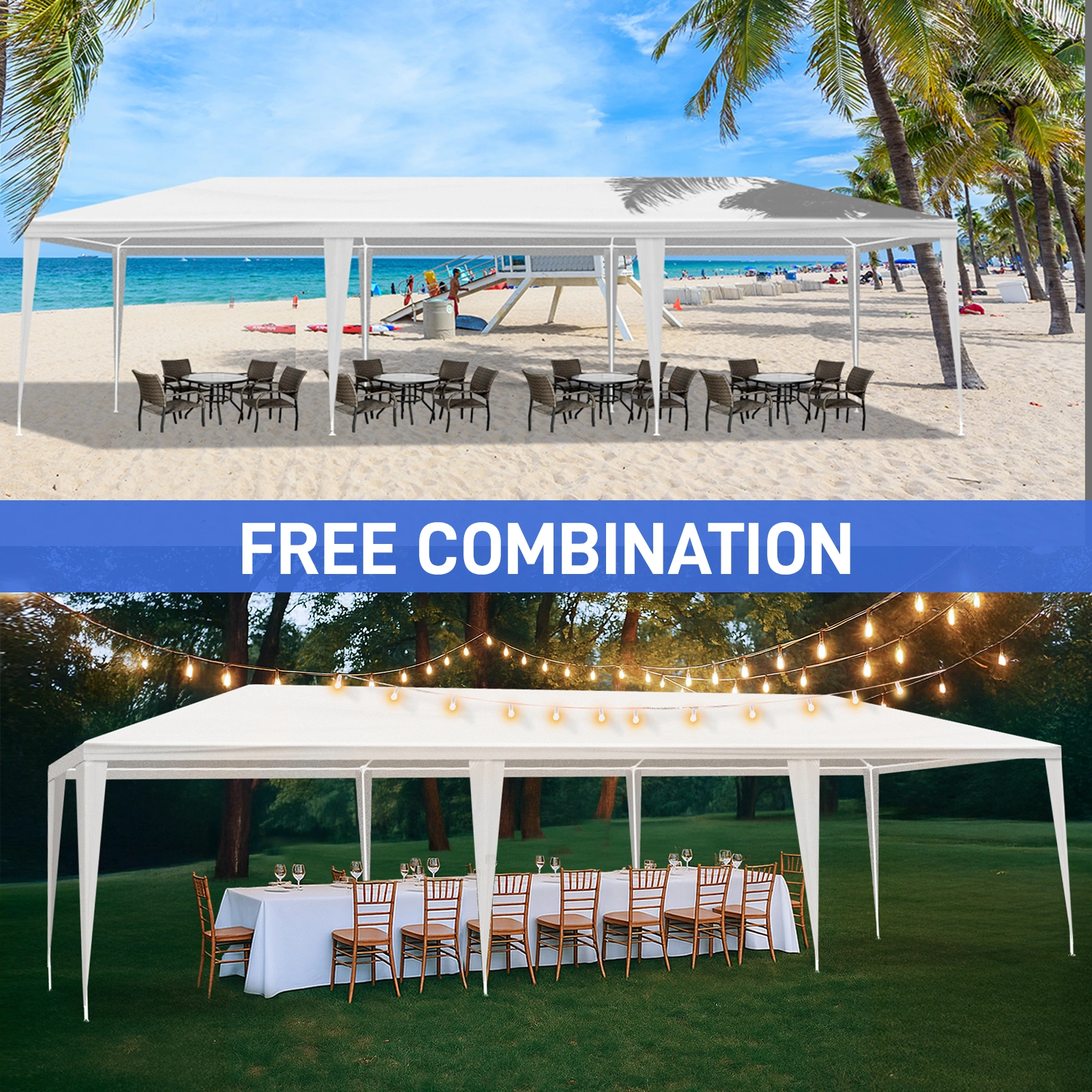 3*9m Non-Cloth PE Cloth Plastic Sprayed Iron Pipe Outdoor Party Tent White view 11