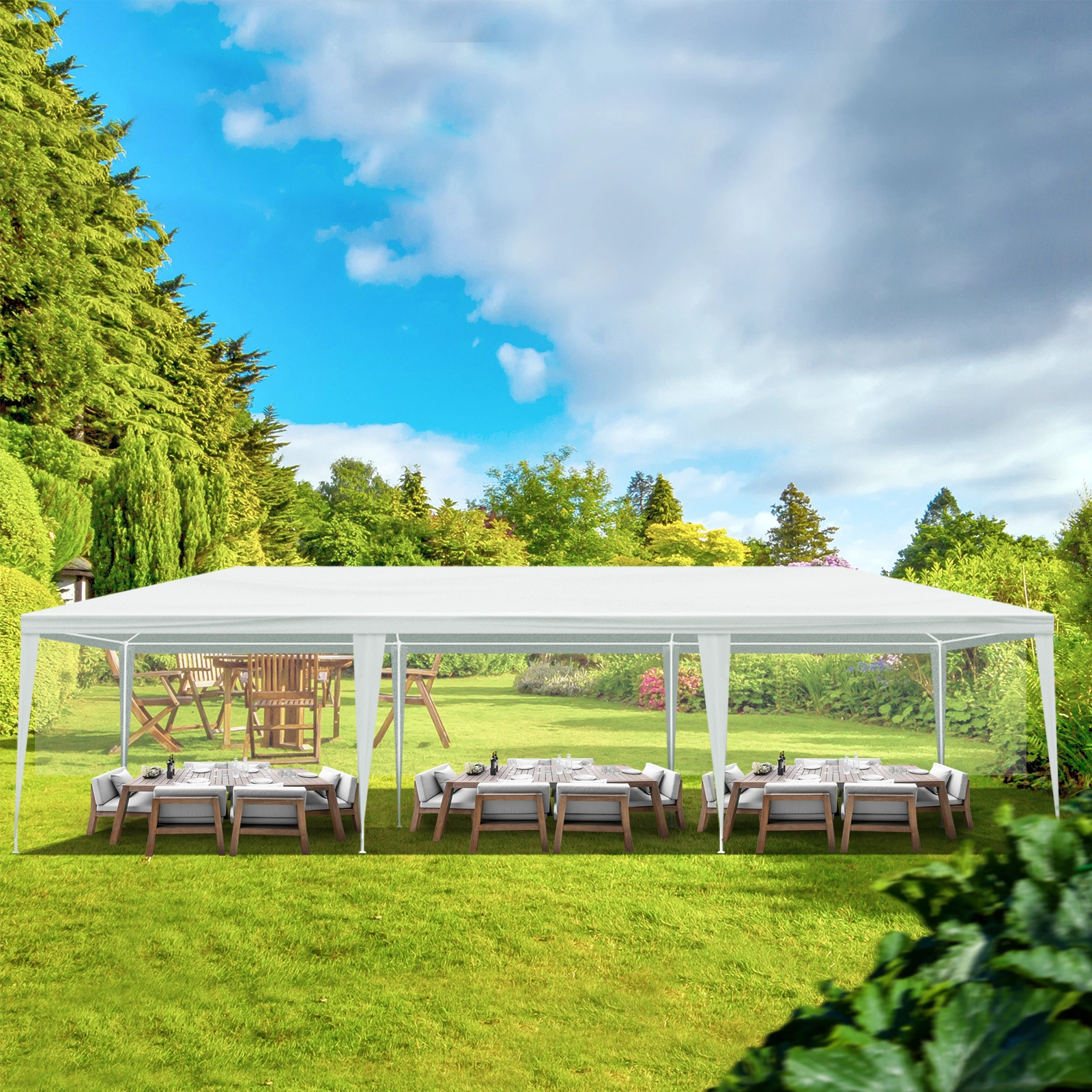 3*9m Non-Cloth PE Cloth Plastic Sprayed Iron Pipe Outdoor Party Tent White view 12