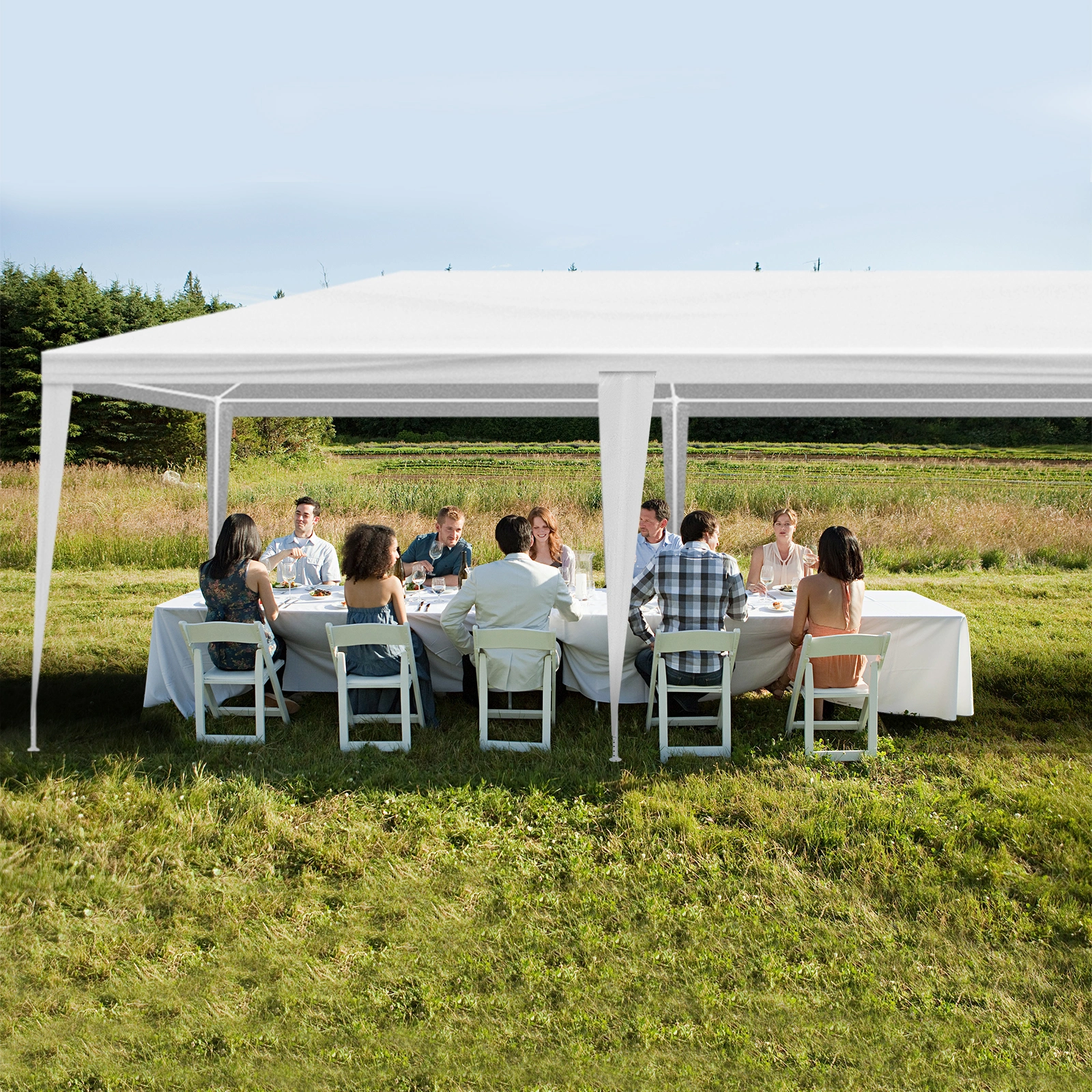 3*9m Non-Cloth PE Cloth Plastic Sprayed Iron Pipe Outdoor Party Tent White view 6
