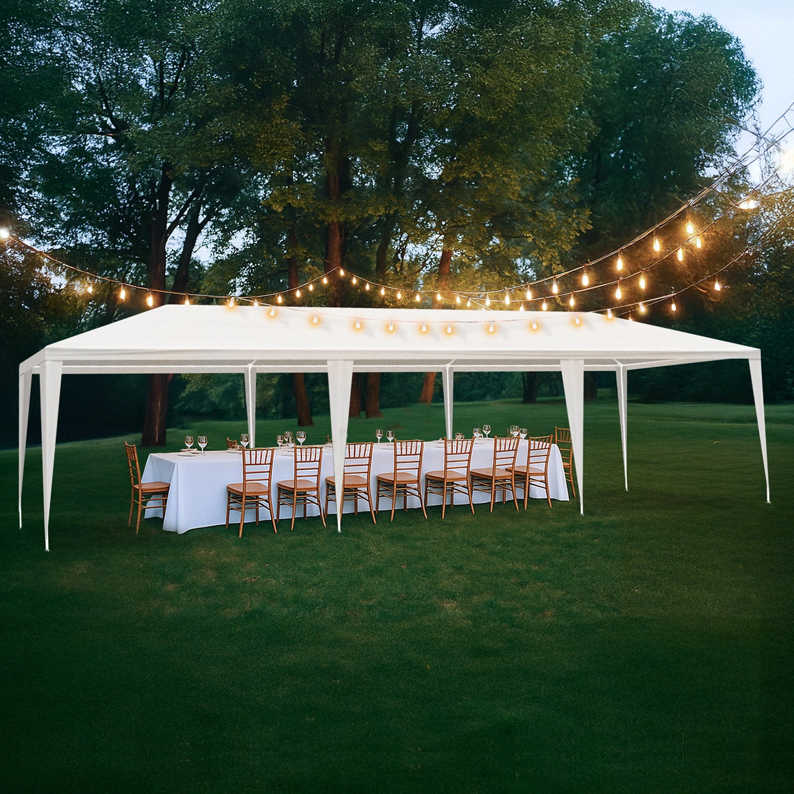 3*9m Non-Cloth PE Cloth Plastic Sprayed Iron Pipe Outdoor Party Tent White view 7