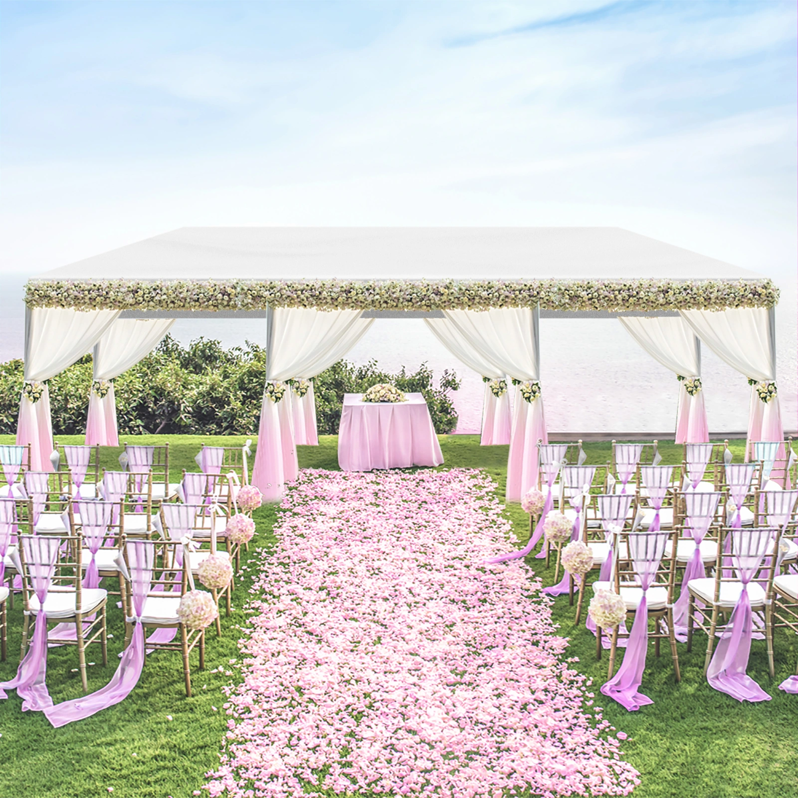 3*9m Non-Cloth PE Cloth Plastic Sprayed Iron Pipe Outdoor Party Tent White view 8