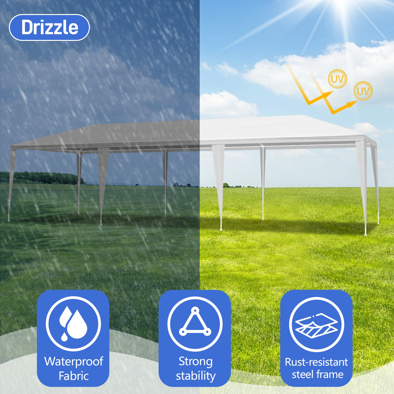 3*9m Non-Cloth PE Cloth Plastic Sprayed Iron Pipe Outdoor Party Tent White view 9