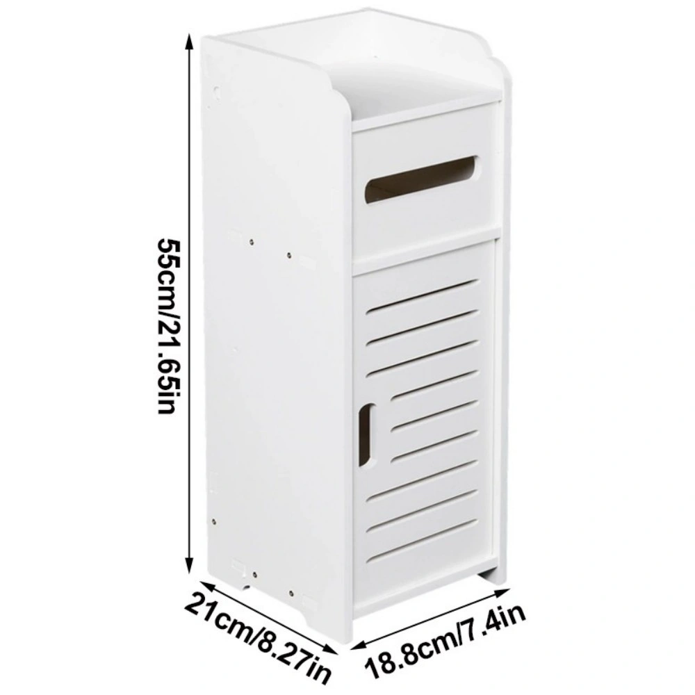 White Free Standing Floor Cabinet with Drawer & Shelf Cupboard Storage for Bathroom Bedroom view 2