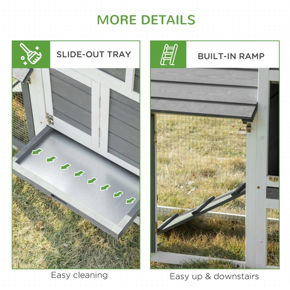 Wooden Chicken Coop - Sturdy Outdoor Poultry Enclosure with Run, Weather-Resistant Farm view 7