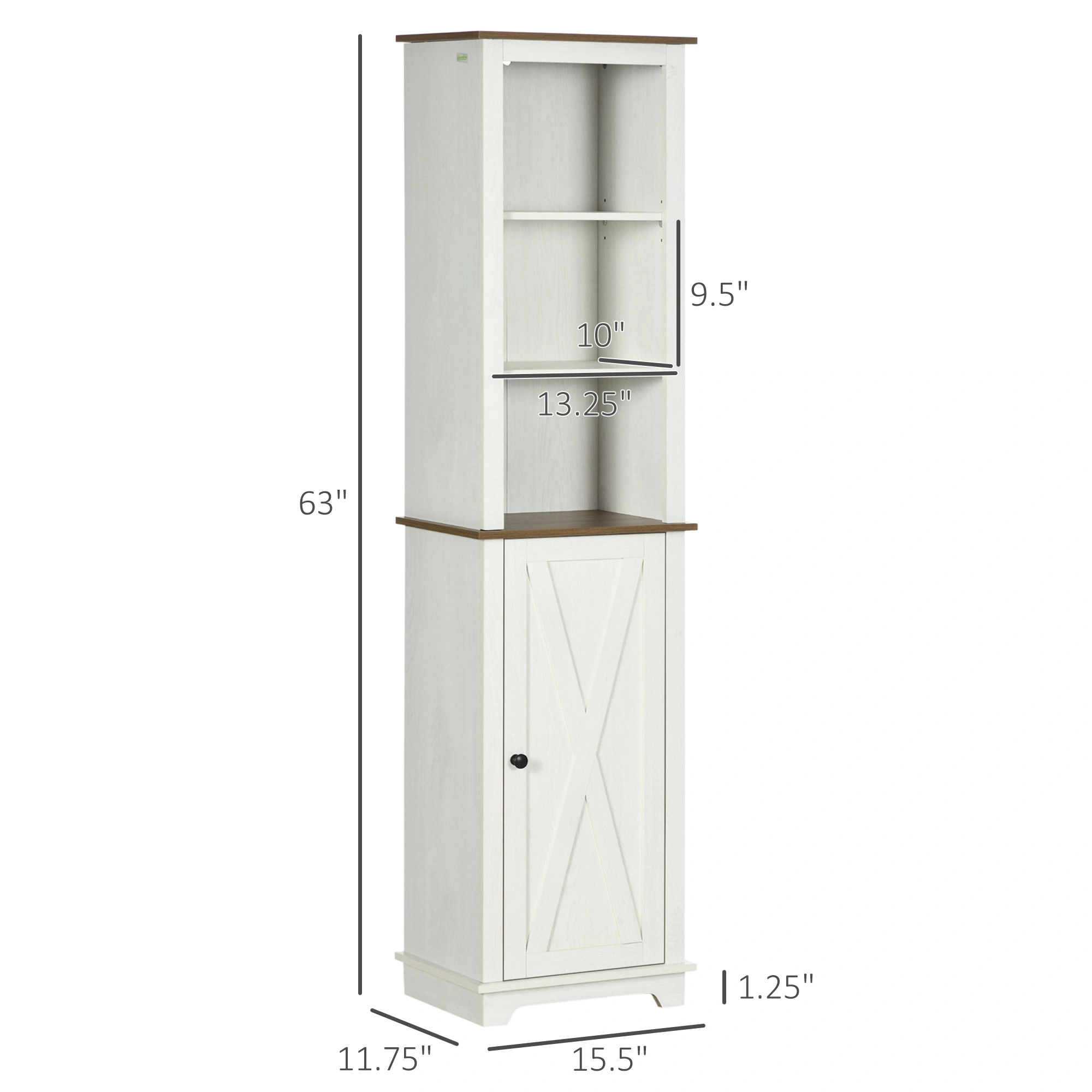 Bathroom Cabinet Storage Organizer, Wall Mounted Vanity with Shelving, White Finish view 2