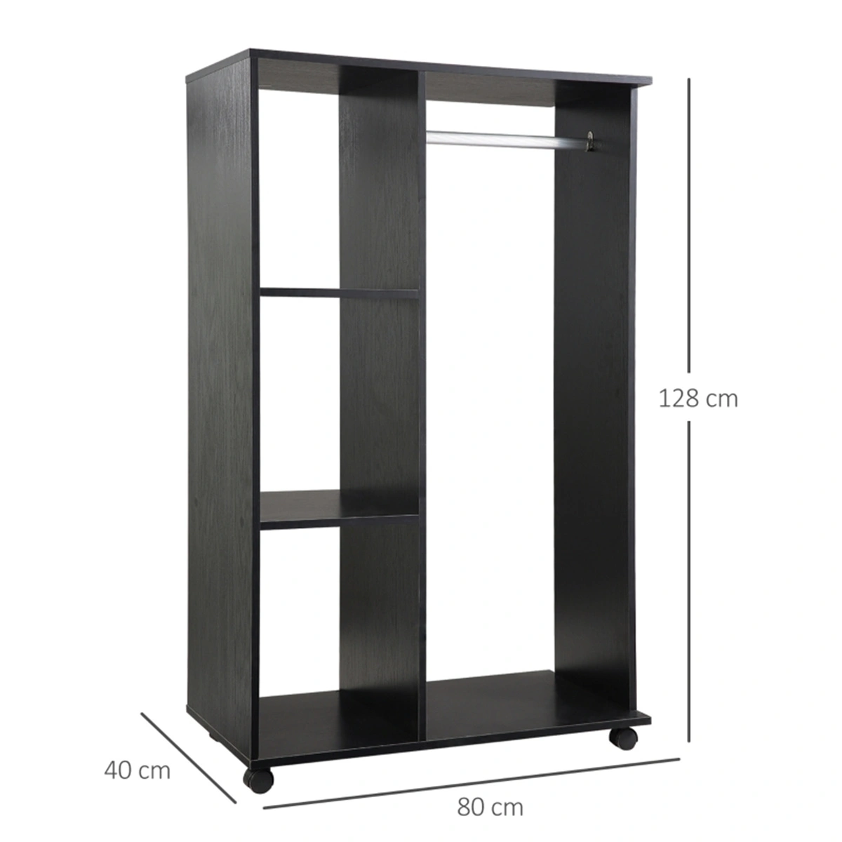 Chester Dresser with Storage Cabinets Lockers, Rolling Wardrobe with Wheels view 3