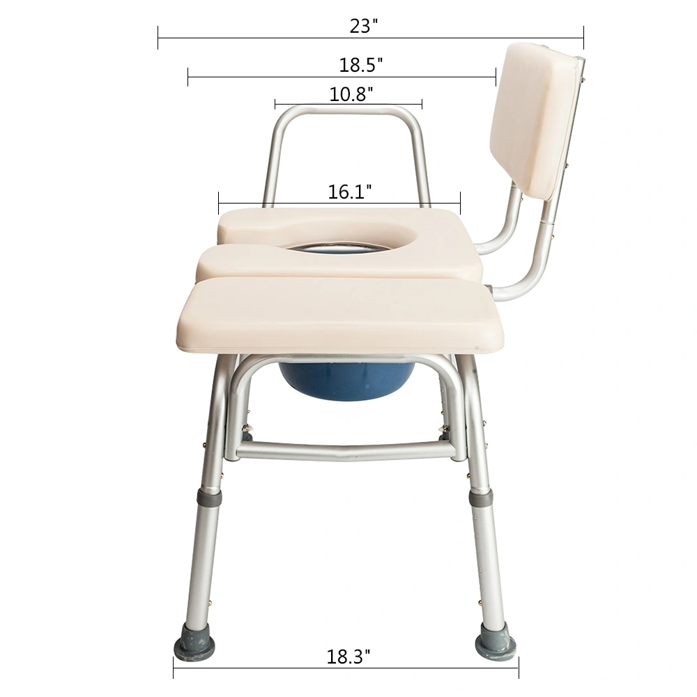 Multifunctional Aluminum Elder People Disabled People Pregnant Women Commode Chair Bath Chair Creamy White view 10