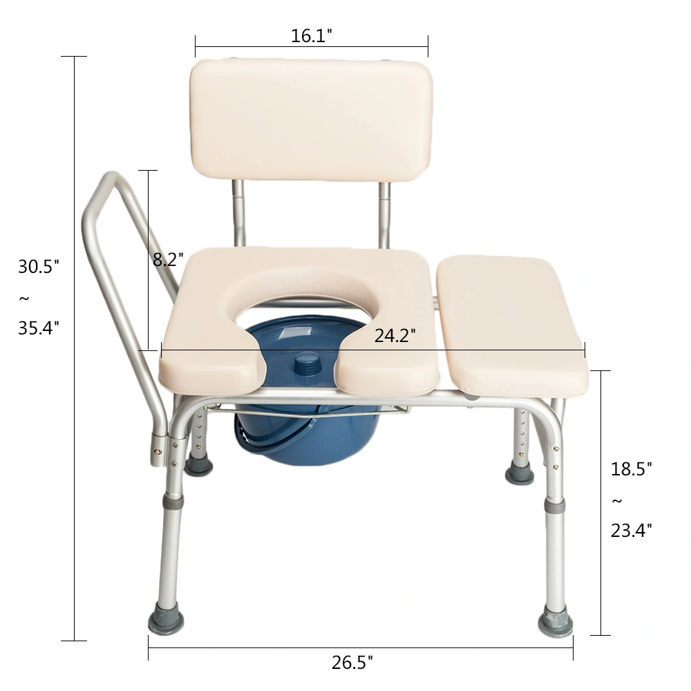 Multifunctional Aluminum Elder People Disabled People Pregnant Women Commode Chair Bath Chair Creamy White view 9