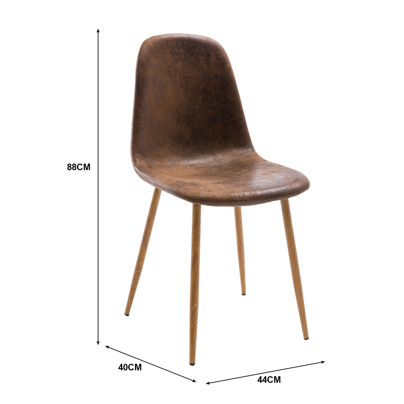 Set of 4 Suede Leather Dining Chairs, Brown Upholstered Dining Room Chair Set view 3