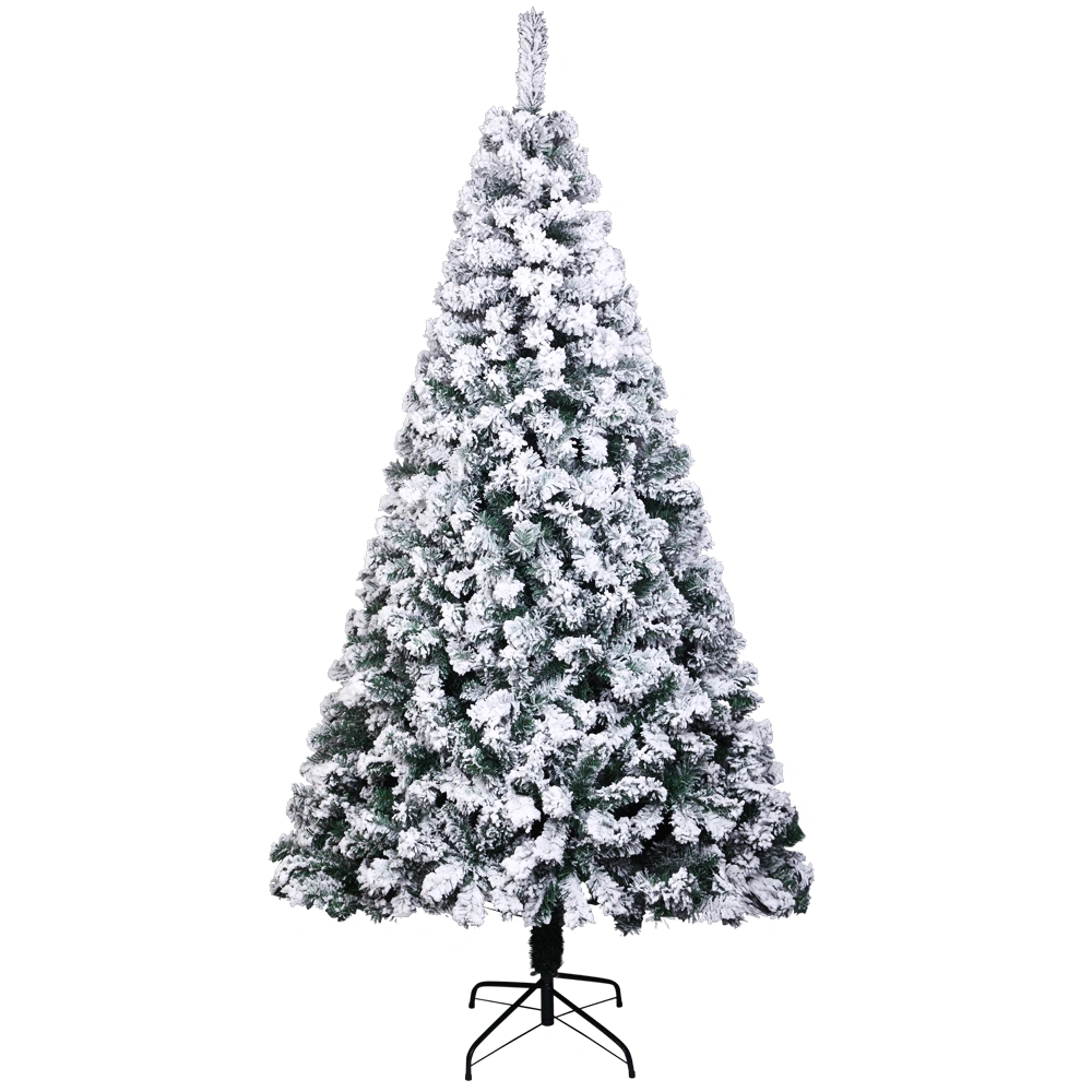 7ft PVC Flocking Christmas Tree, 1300 Branches, Naturally Spread Out, White Holiday Decor for Home