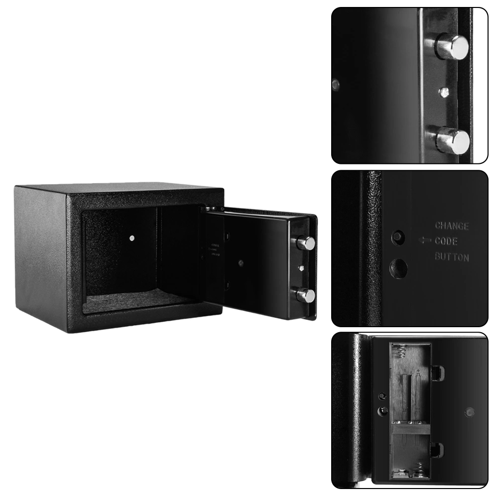 Mini Wall-in Style Electronic Code Metal Steel Box Safe Case 17EF Black view 28