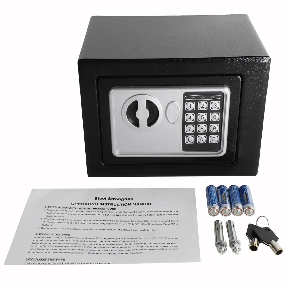 Mini Wall-in Style Electronic Code Metal Steel Box Safe Case 17EF Black view 56