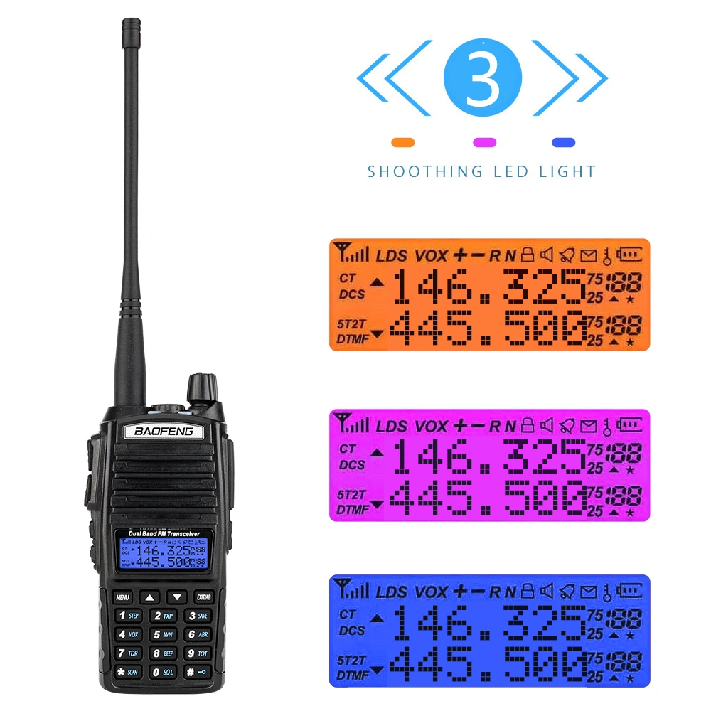 UV82 Dual Band Dual Standby Dual Display 5W Handheld Two Way Radio Walkie Talkie Black view 36