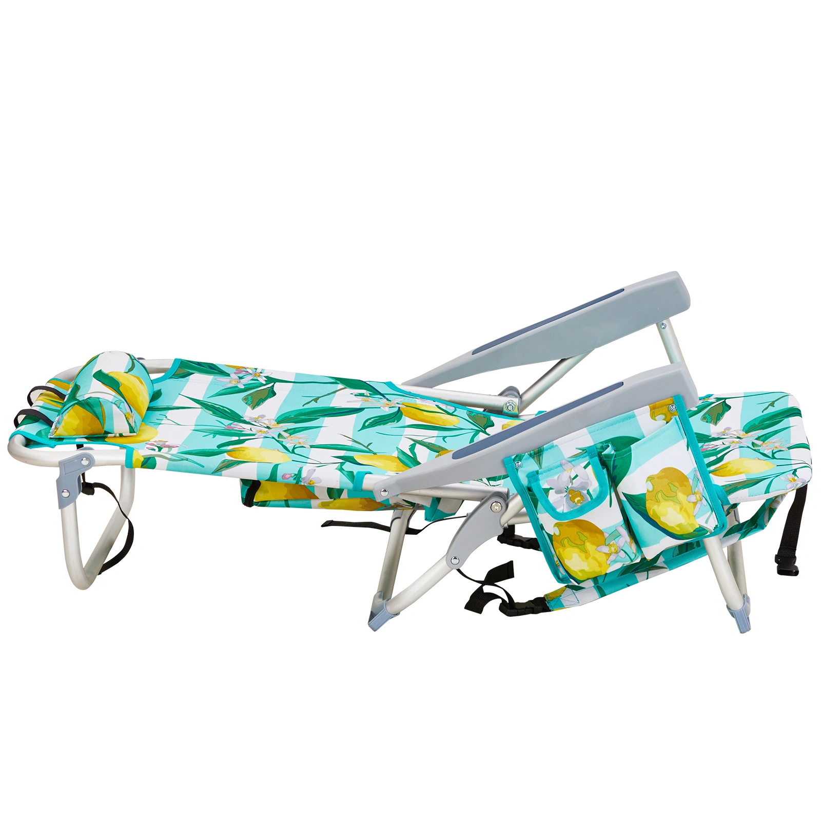 63*65*82cm Short Oxford Cloth Silver White Aluminum Tube Bearing 100kg Beach Chair Lemon view 10