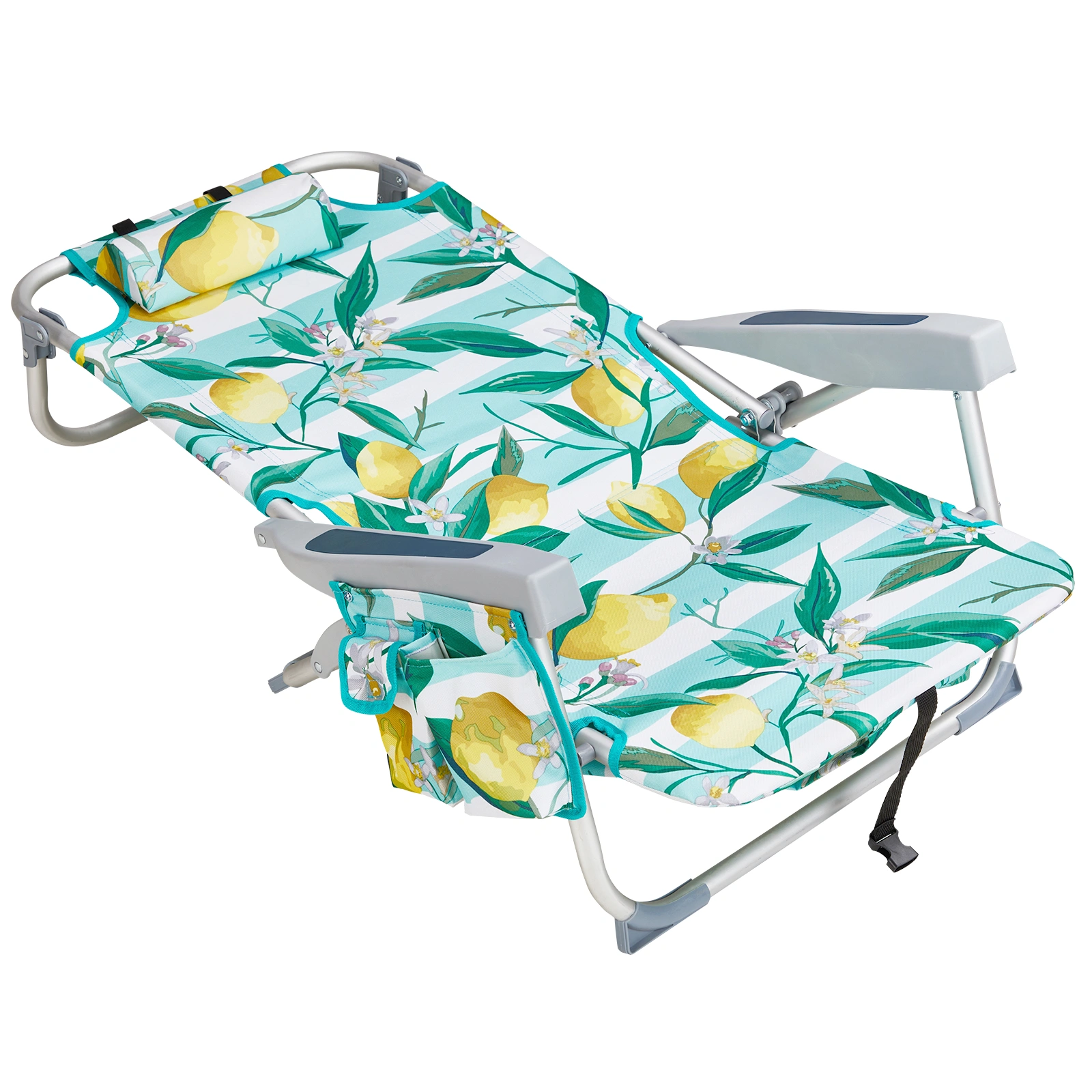 63*65*82cm Short Oxford Cloth Silver White Aluminum Tube Bearing 100kg Beach Chair Lemon view 11