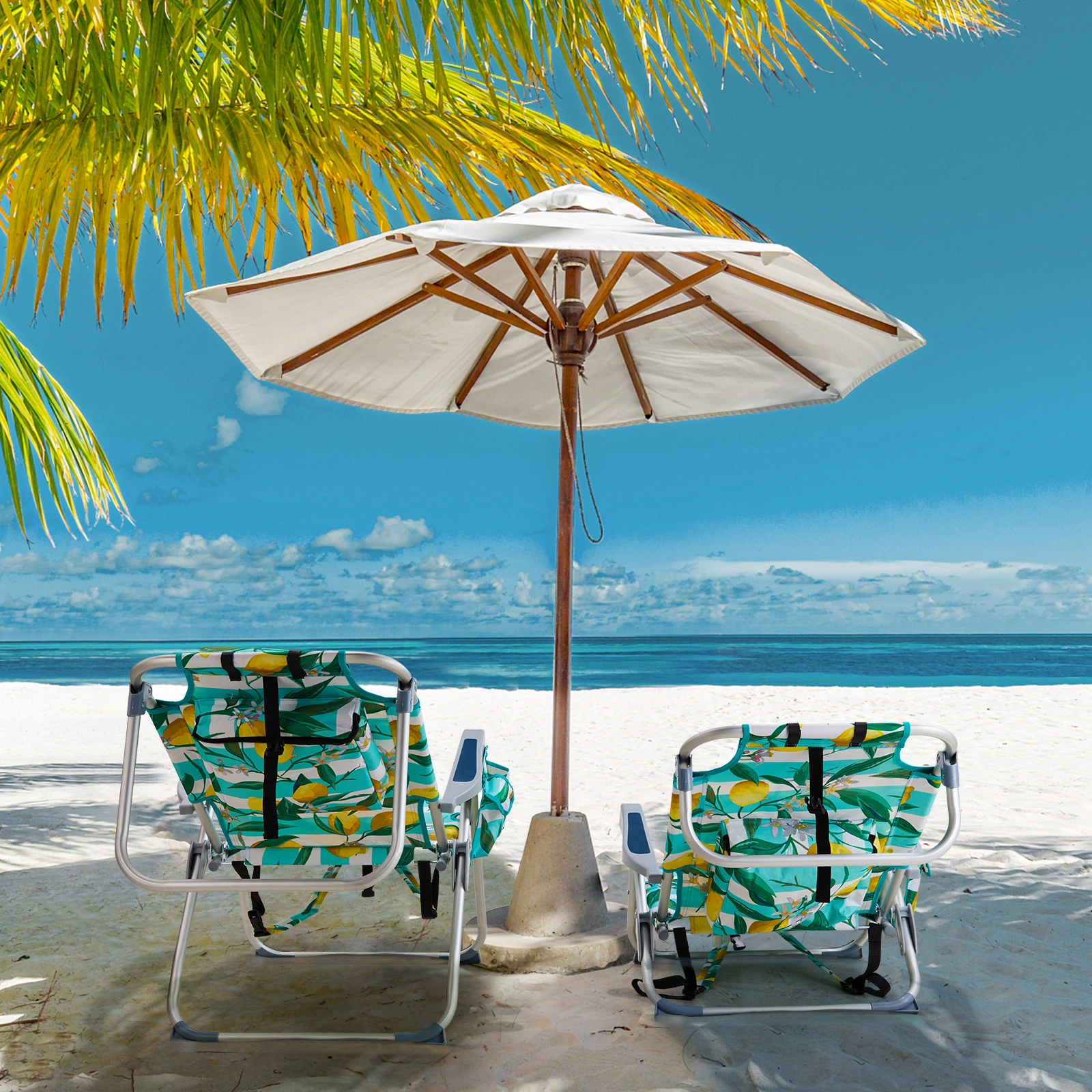 63*65*82cm Short Oxford Cloth Silver White Aluminum Tube Bearing 100kg Beach Chair Lemon view 6