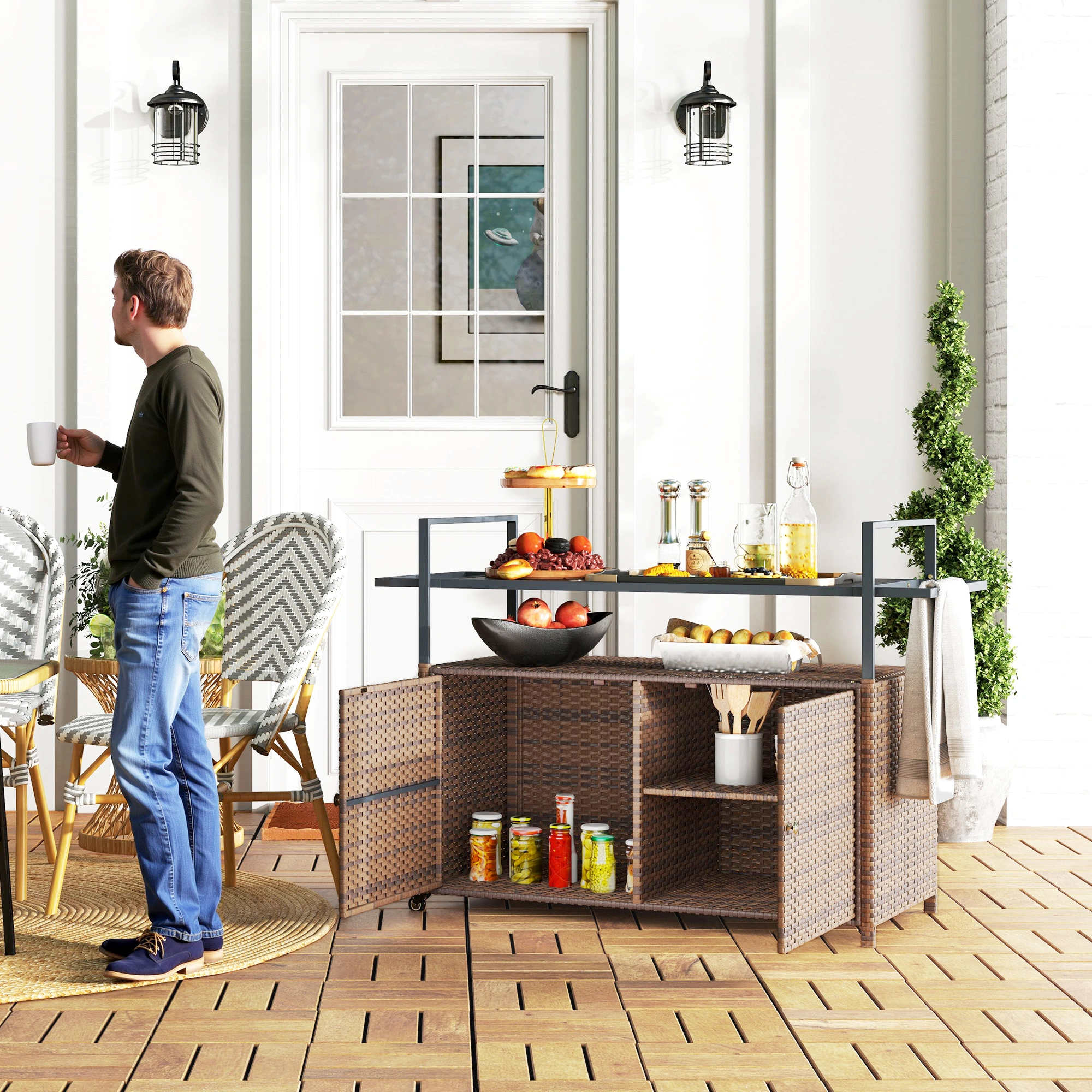 Bar Table Counter Height Table with Metal Frame, High Table for Kitchen, Home, Party, Black