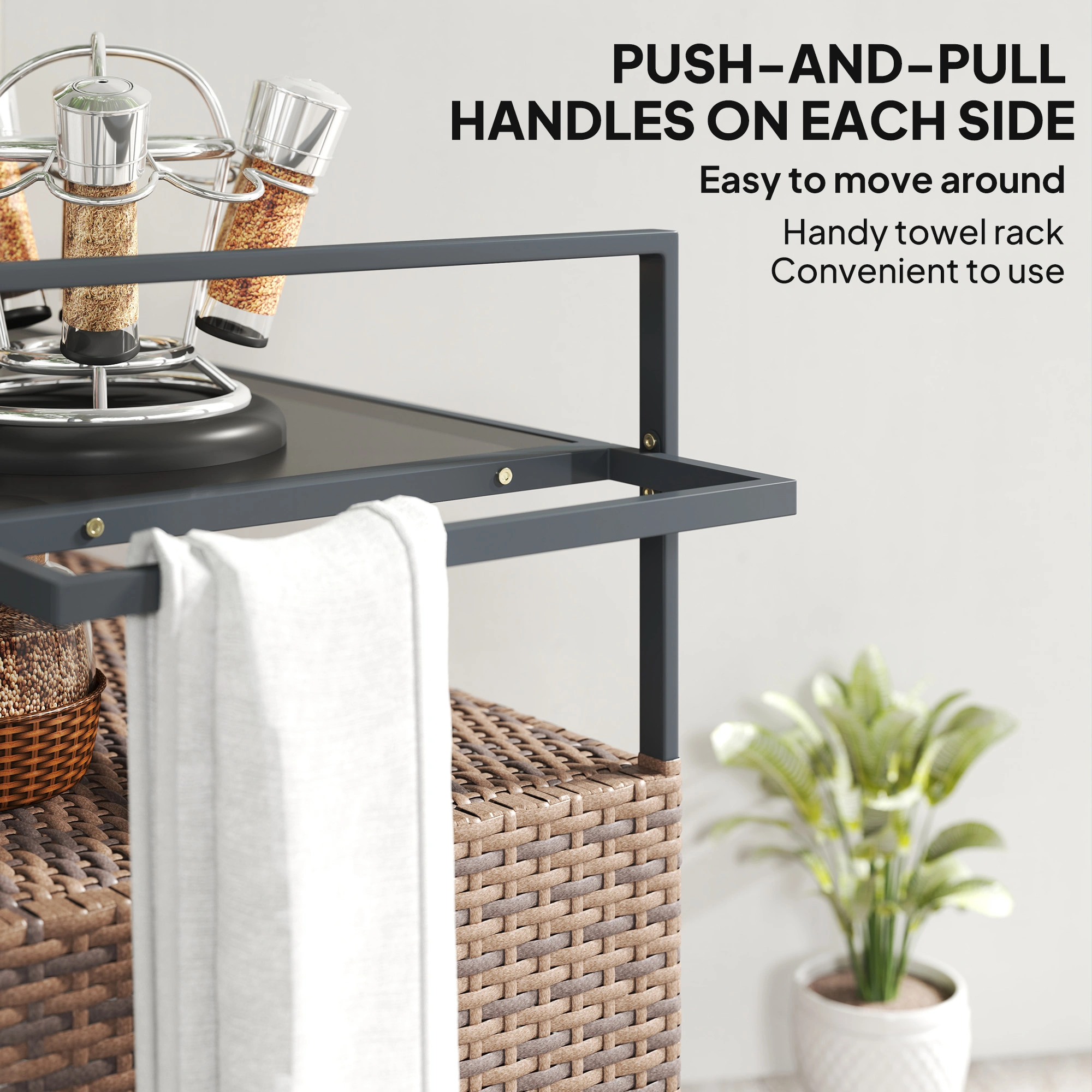 Bar Table Counter Height Table with Metal Frame, High Table for Kitchen, Home, Party, Black view 3