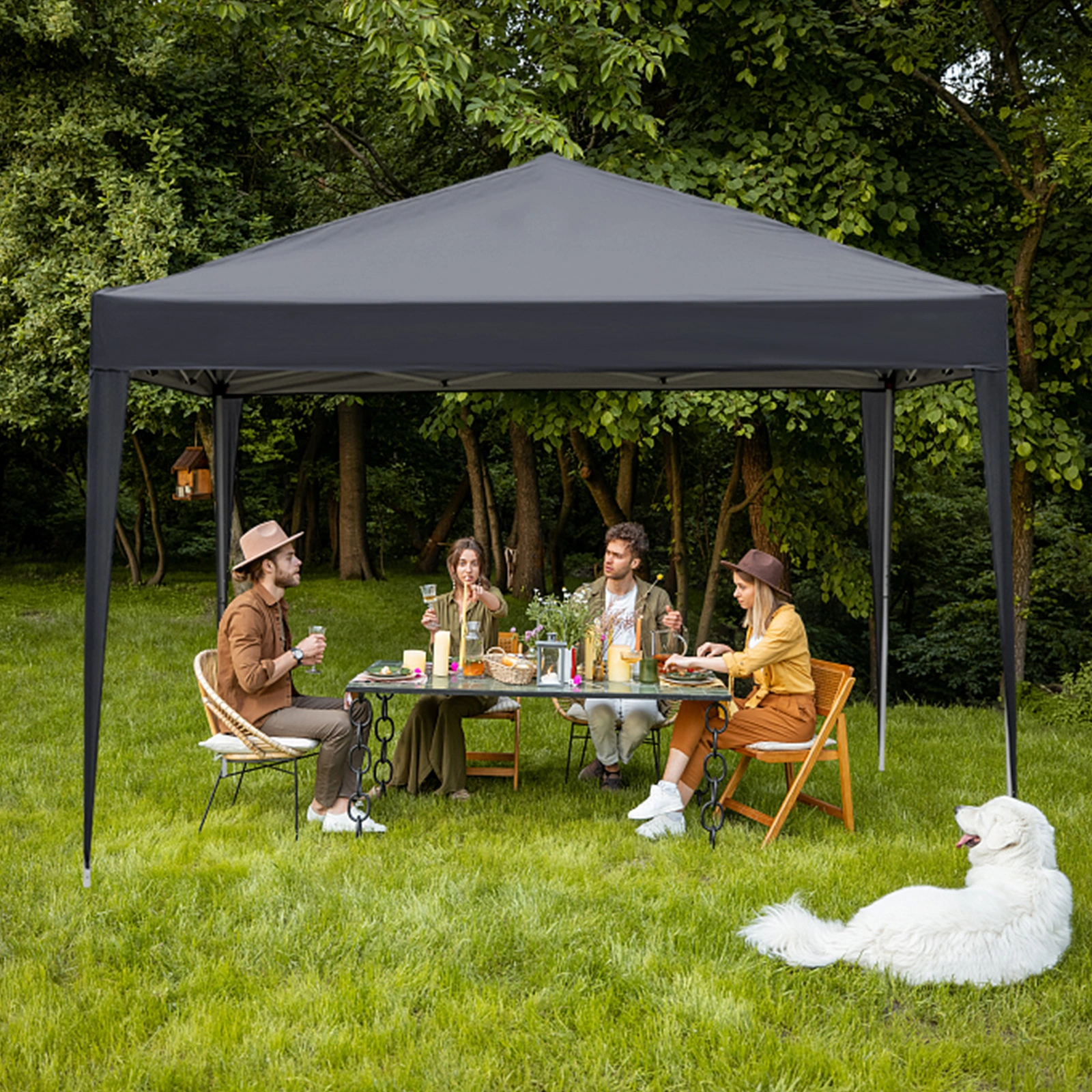 10x10ft Outdoor Pop Up Canopy, Portable Instant Canopy Tent with 4 Sidewalls for Outdoor Events Party Wedding Birthday Graduation, Dark Grey view 19