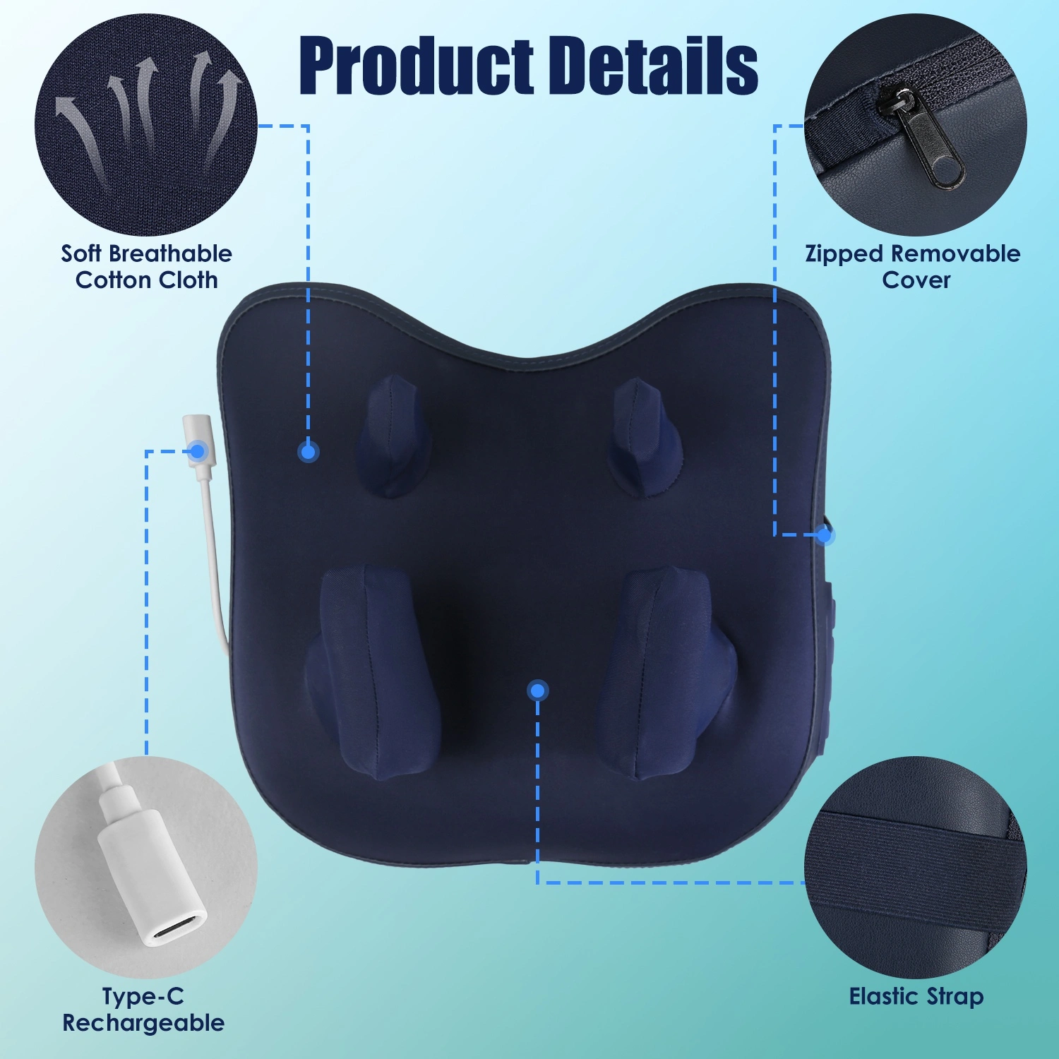 4D Deep Shiatsu Massager, 6-Node Kneading with 2 Heating Levels & 3 Intensities, Cordless Neck & Back Massager with Auto Shut-Off Timer view 7