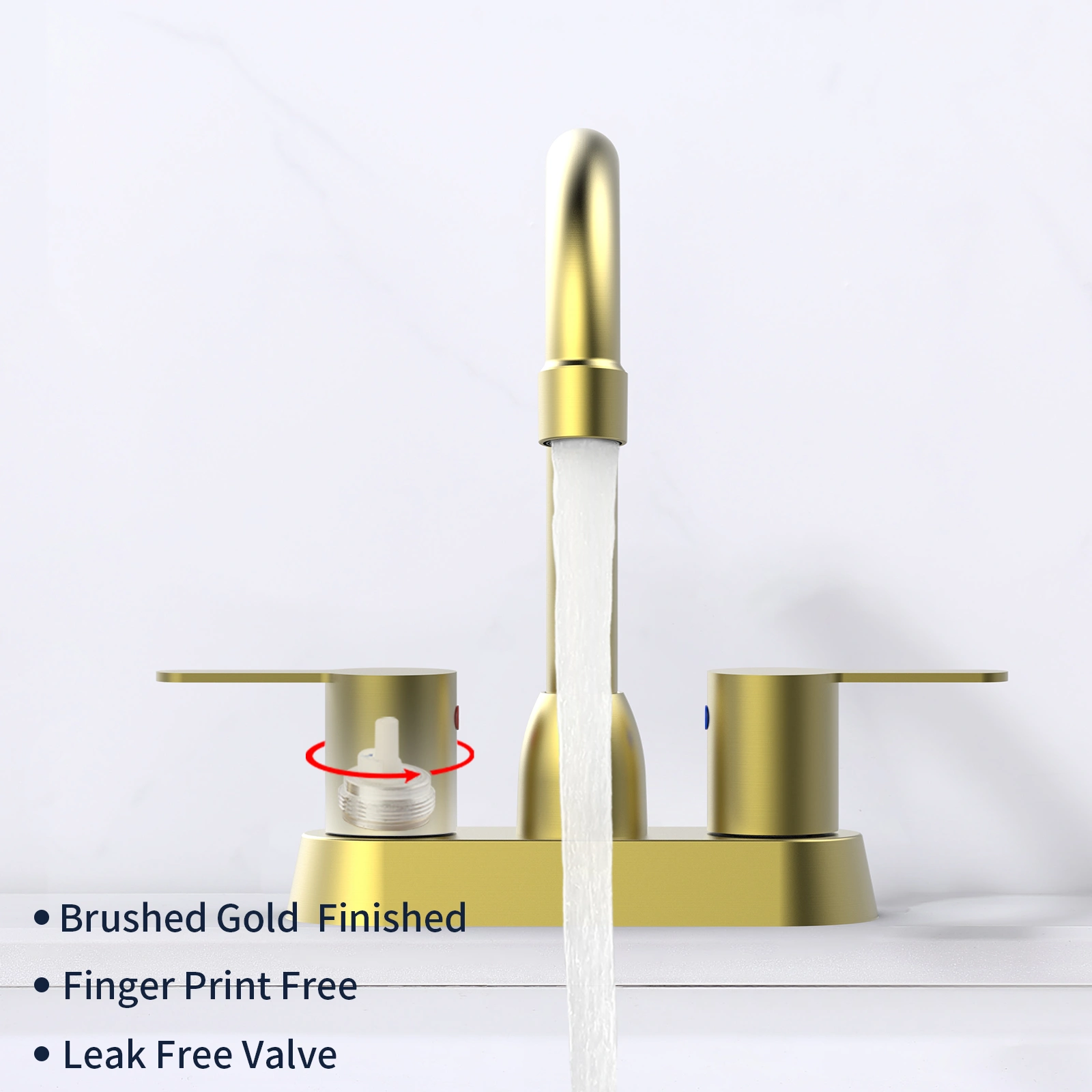 Brushed Gold 2-Handle Centerset Bathroom Faucet for RV & Van, 3-Hole Mount, 1.2 GPM Water Saving view 2
