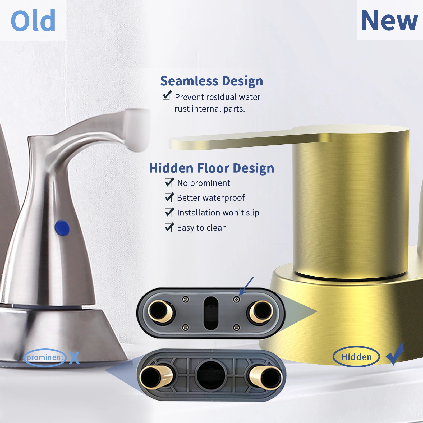 Brushed Gold 2-Handle Centerset Bathroom Faucet for RV & Van, 3-Hole Mount, 1.2 GPM Water Saving view 5