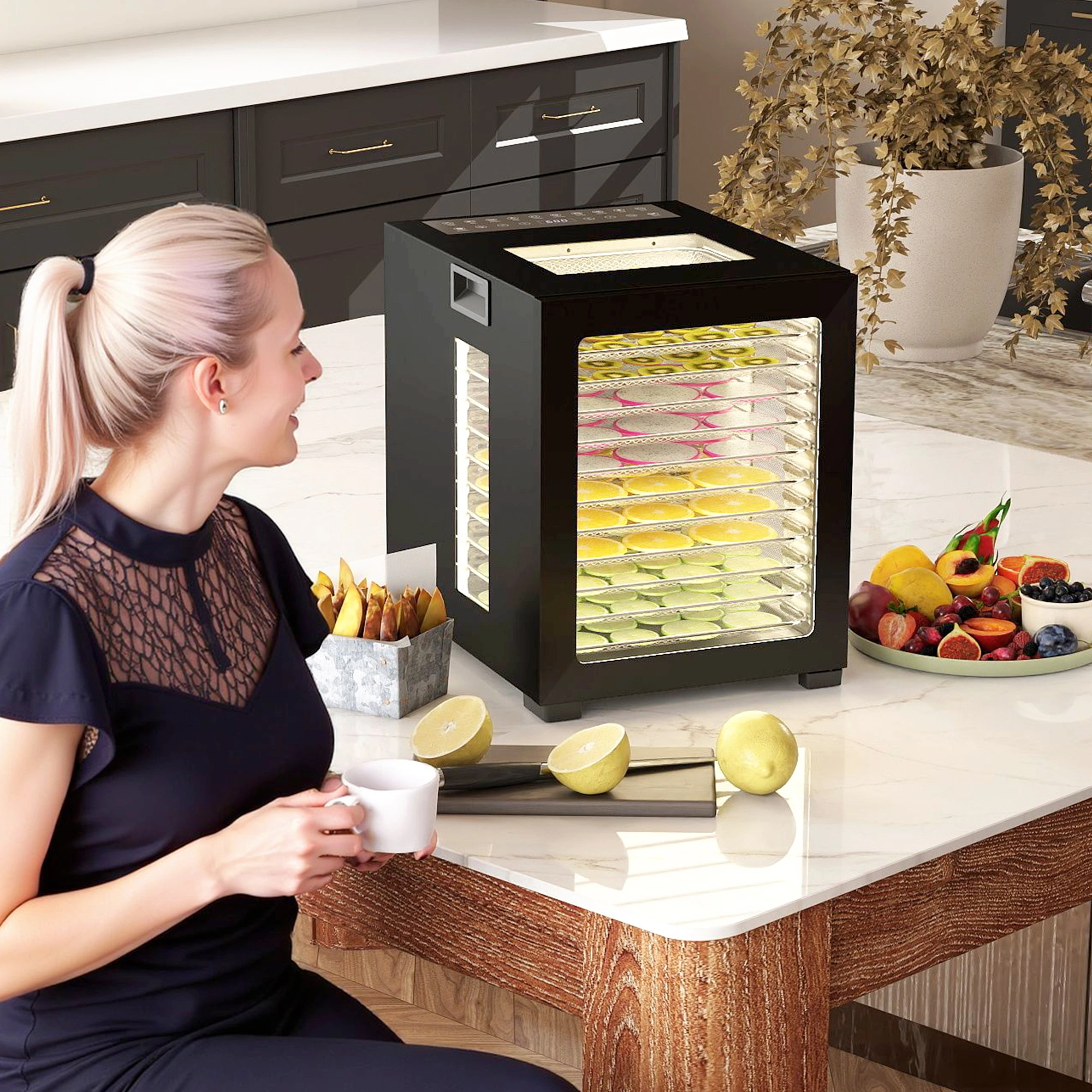 Food Dehydrator Machine, 5-Tier Electric Food Dryer for Fruits, Herbs, Vegetables, Jerky with Adjustable Temperature Control & Digital Timer, BPA-Free