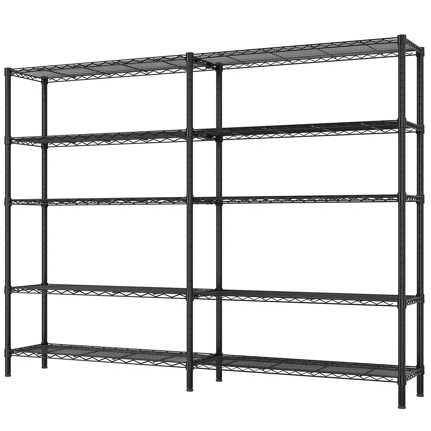 5-layer double row, freely adjustable layer spacing, with adjustable feet, display stand, iron, 177*40*180cm, powder-coated black view 2