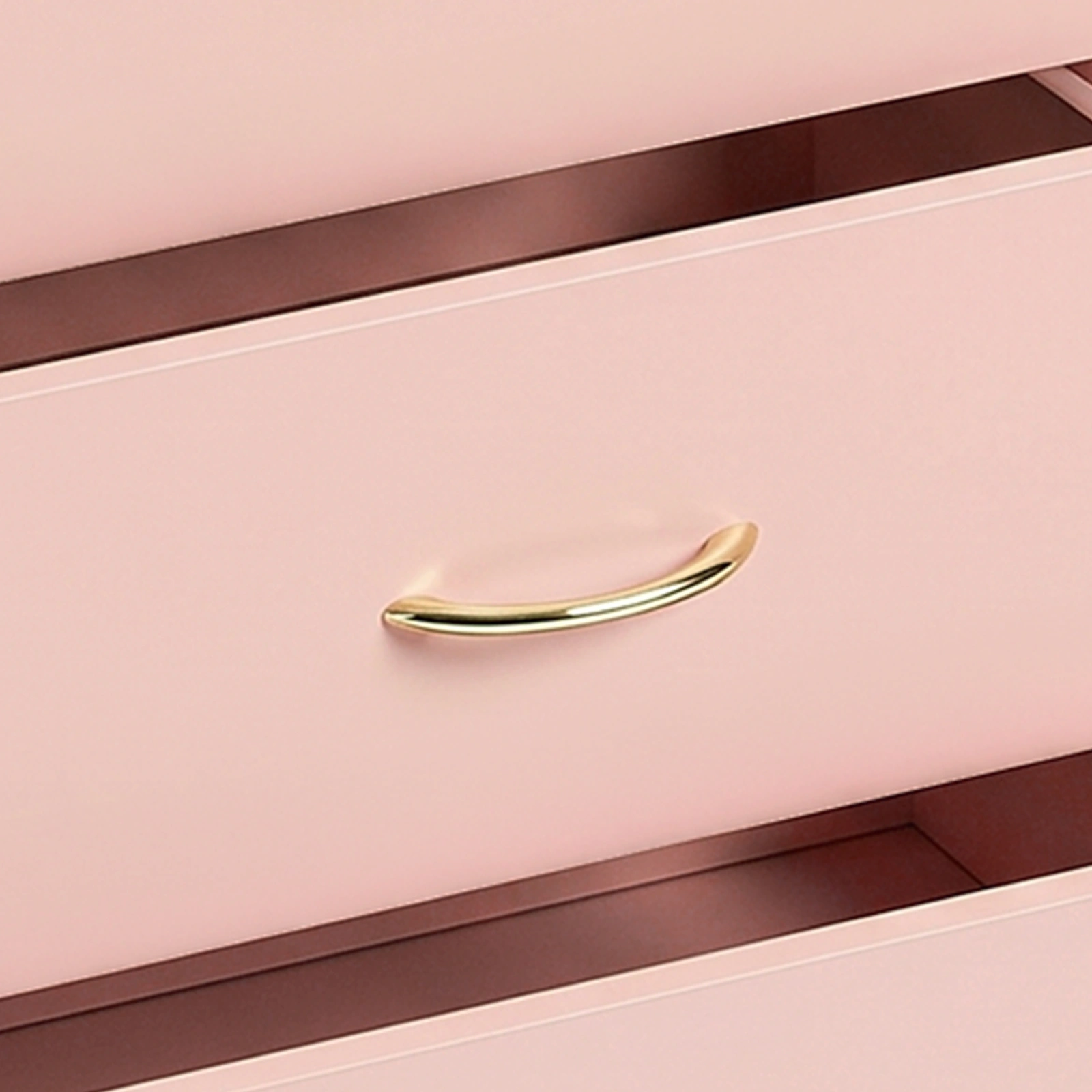 3-Drawer Chest with Faux Rose Gold Handles Drawer Dresser 22.05*12.99*25.98in Pink view 11