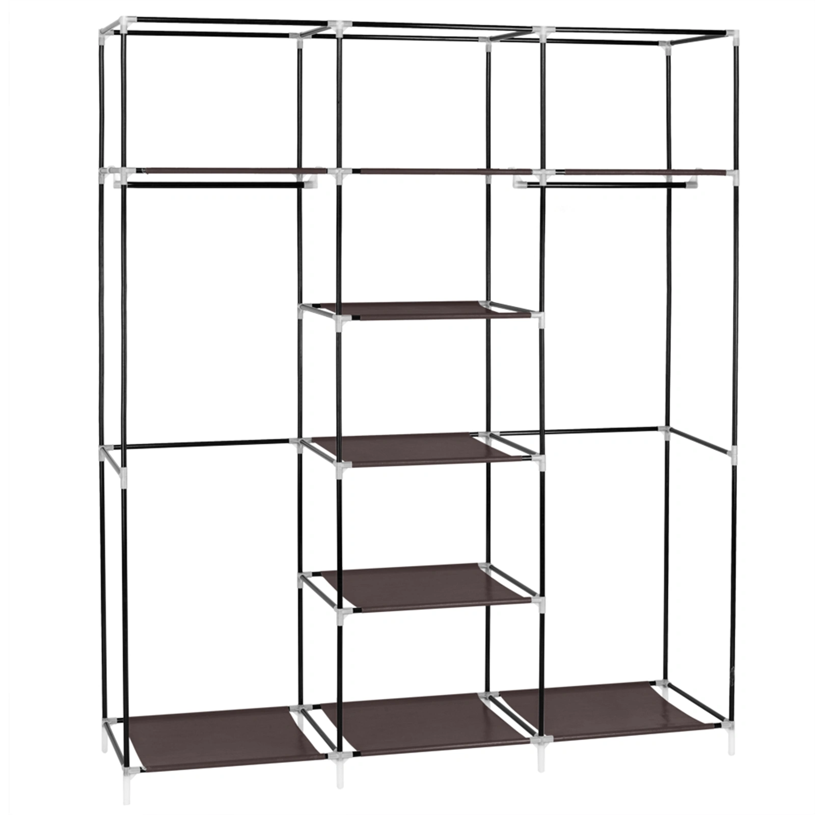 69" Portable Clothes Closet Non-Woven Fabric Wardrobe Double Rod Storage Organizer - Dark Brown view 2